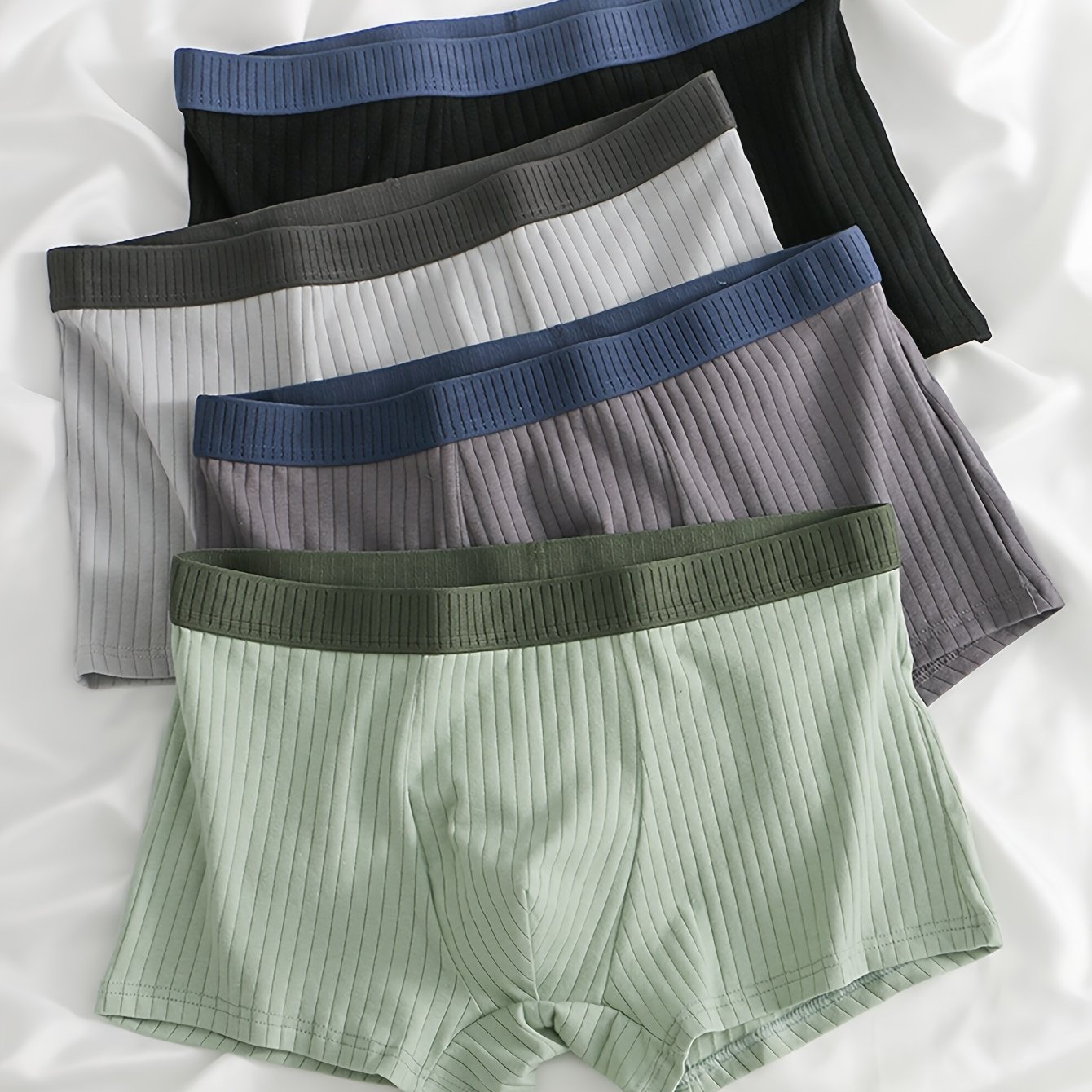 Image of 4pcs Men's Cotton Underwear, Comfortable And Breathable, Solid Colors, Suitable For Daily Casual Wear And Sports
