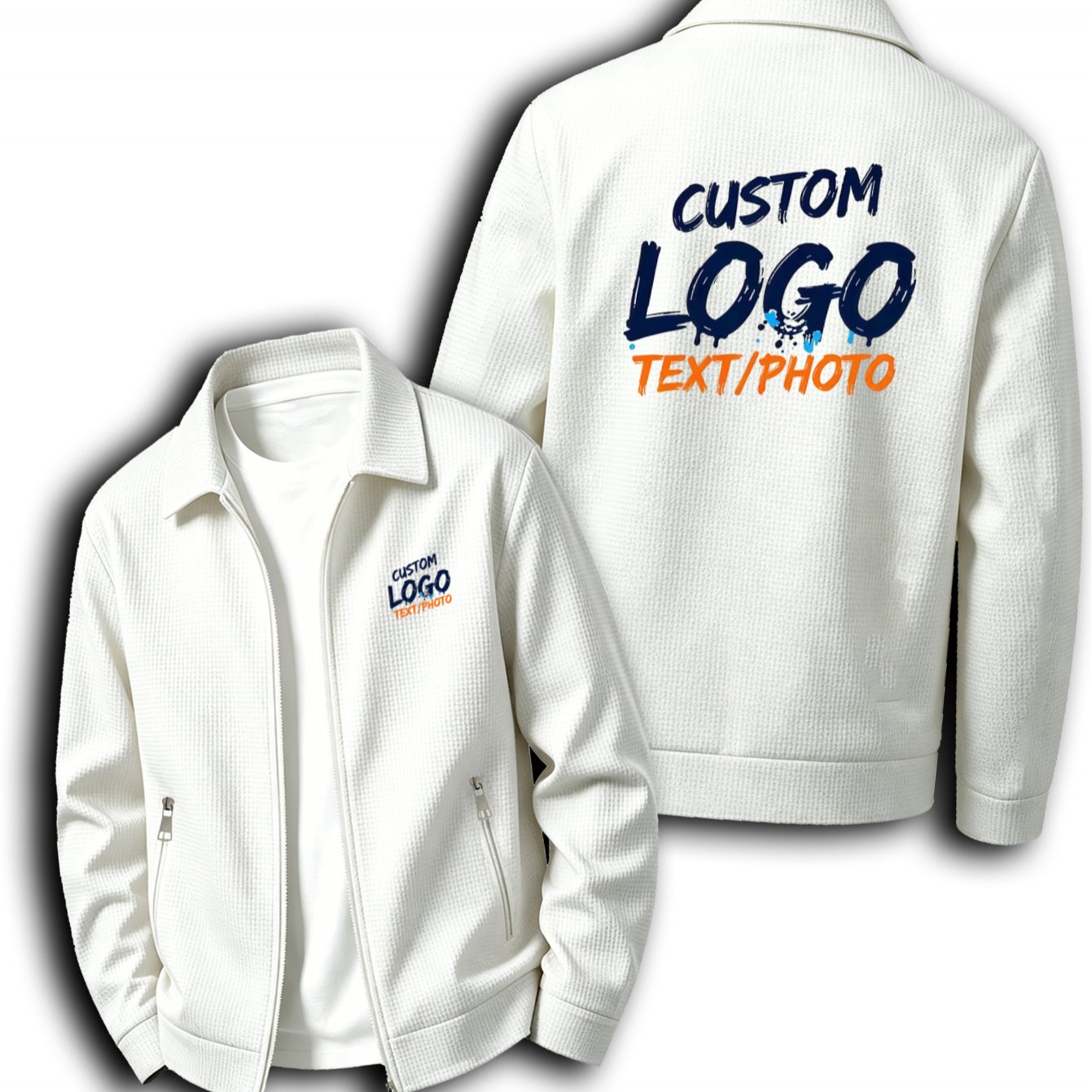 TEMU [factory Professional High-end Customization] Spring/autumn Luxurious Men's Casual Lapel Knit Long Sleeve Jacket With Full Zipper, Durable And