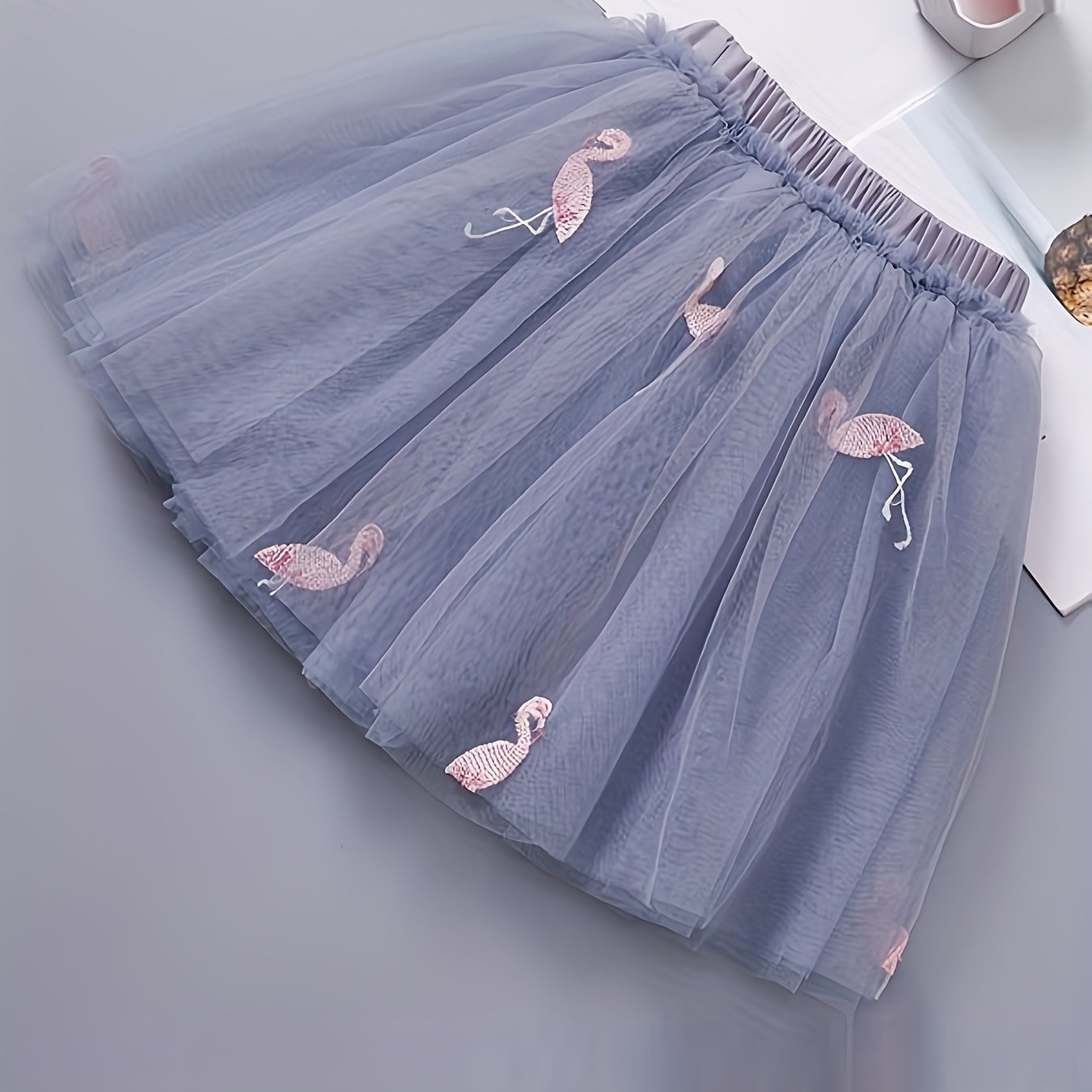 Girls' Mesh Skirt Embroidered Short Skirt Fluffy Skirt Princess Skirt