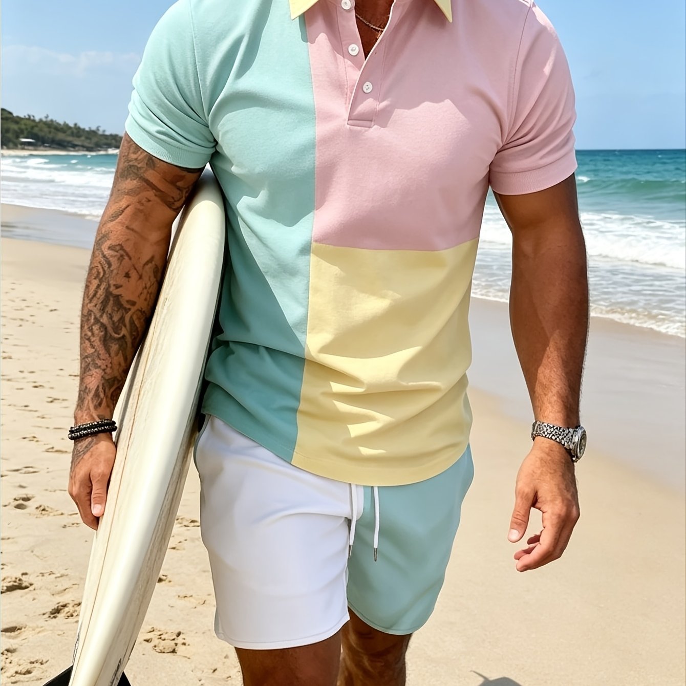 Casual Fresh Men's 2pcs Set Short Sleeve Sports Shorts -friendly Practical For Fitness And Daily Wear