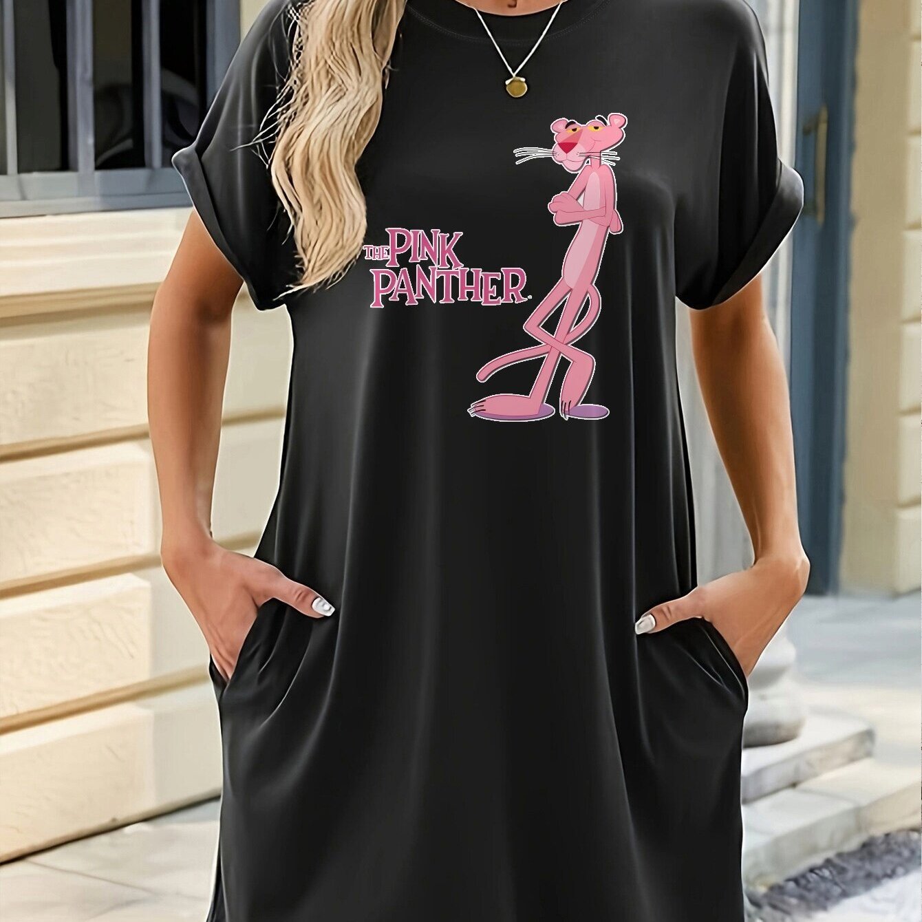 strapless open back dress Pink Panther Oversized T-shirt – DOWNRIGHT OG main image 0