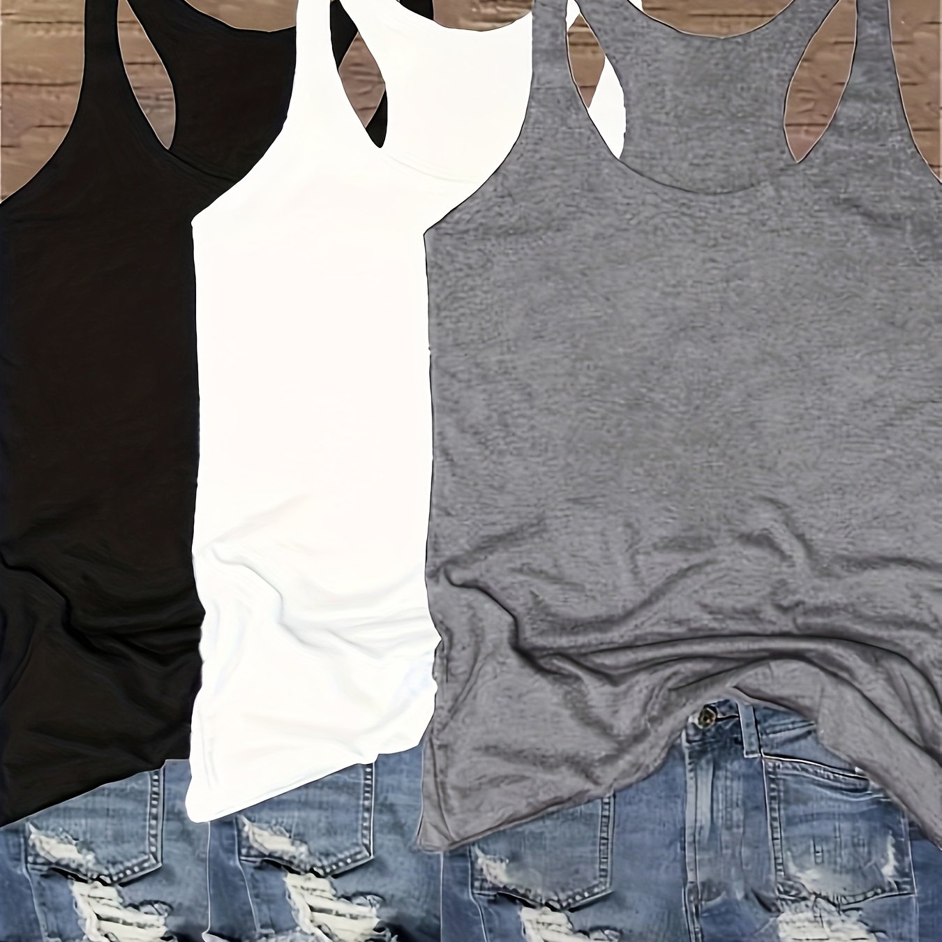 3pcs Pack Solid Round Neck Tank Tops - Comfortable Casual Sleeveless Tops, Machine Washable For Spring Summer - Suitable For Daily And