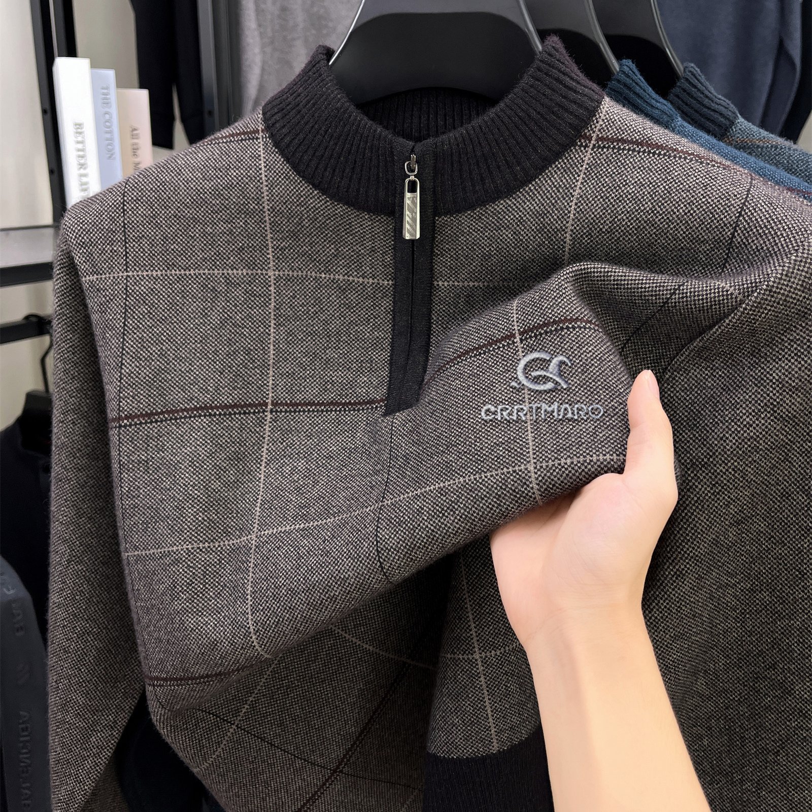 TEMU Pull d'hiver épais à col roulé mi-haut Carterma CRRTMARO pour homme, automne/hiver, première couche intérieure en