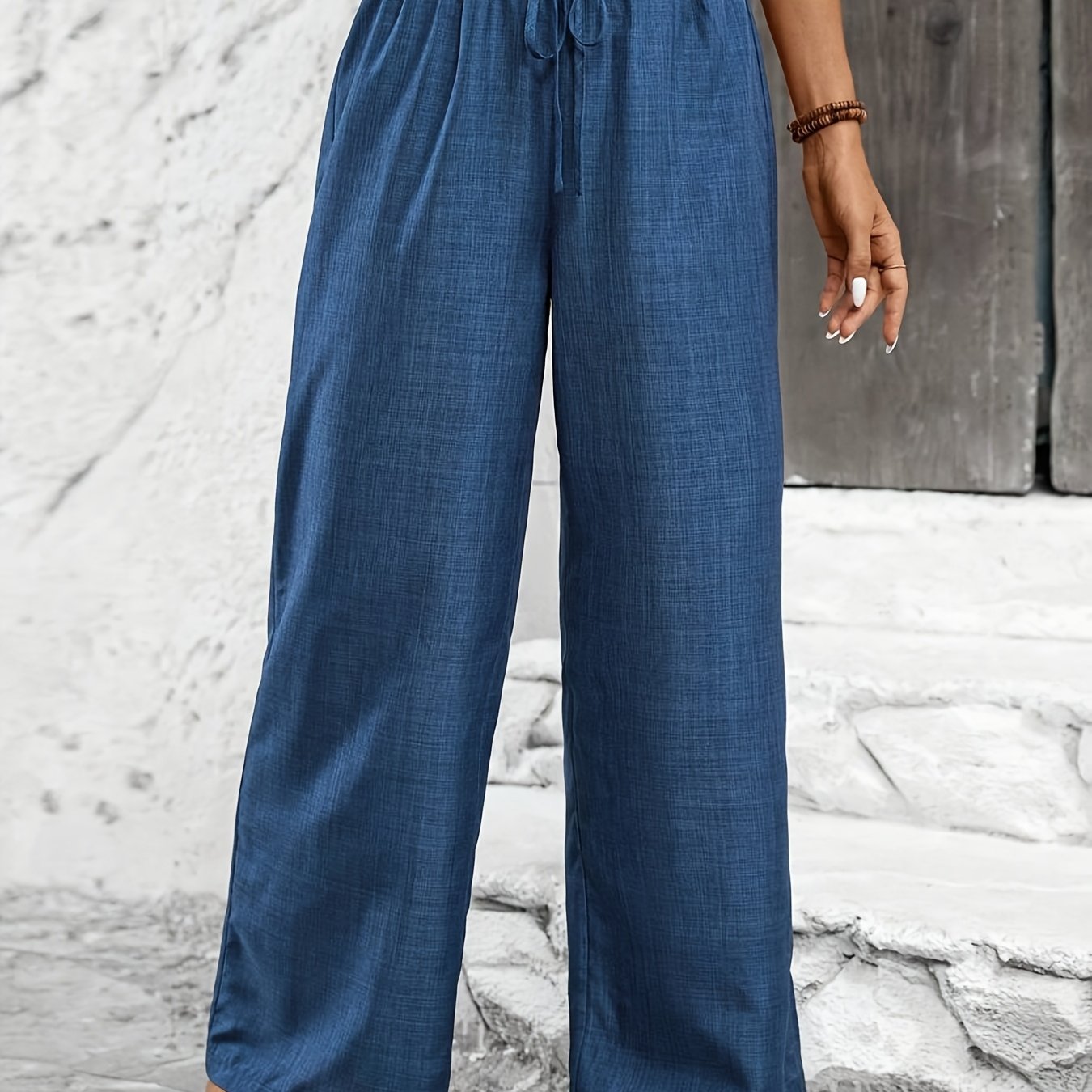Women's Elegant Solid Color Drawstring Waist Pants