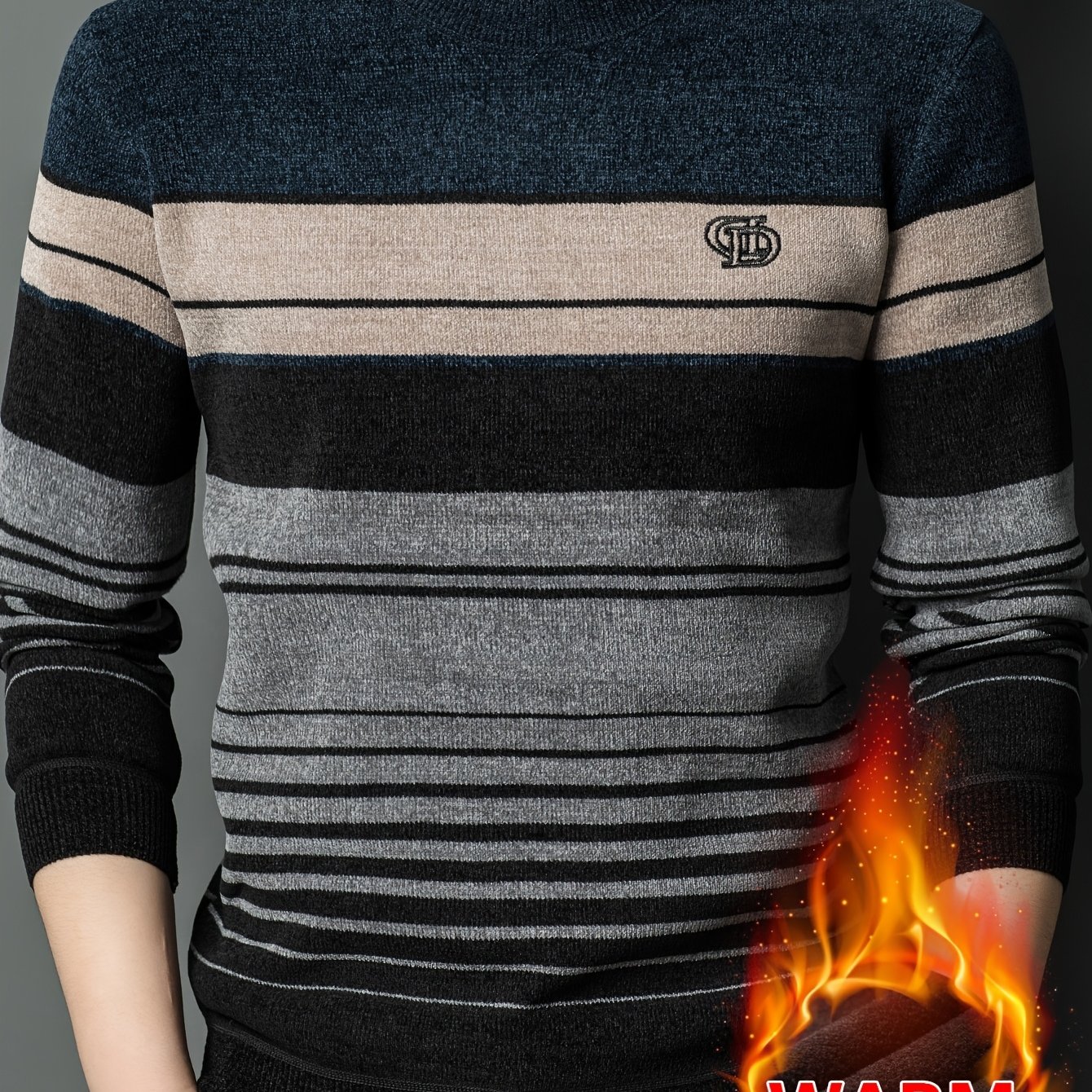 TEMU Minimalist Urban -lined Sweater For Warmth And City Casual Wear