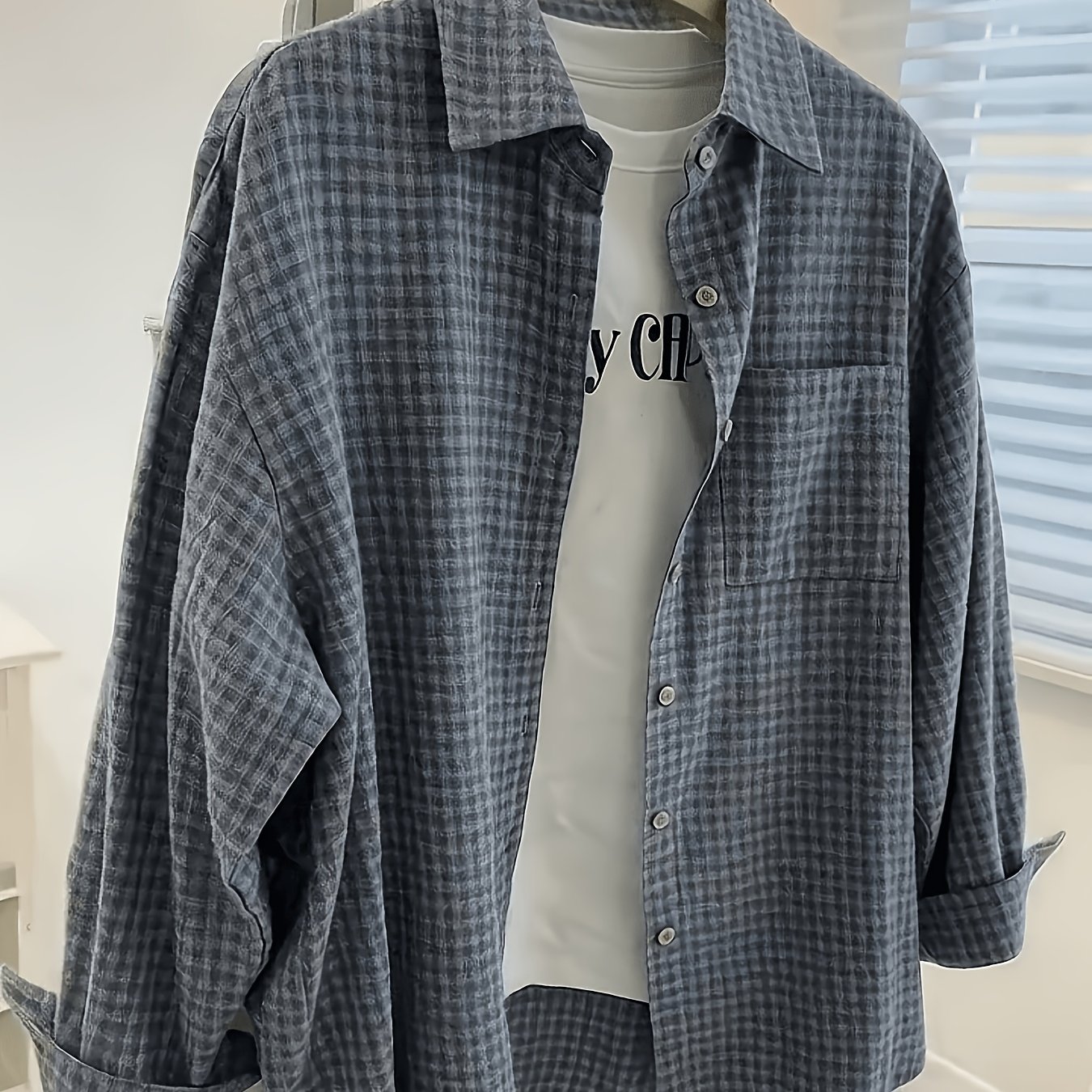 TEMU Women's Elegant Long-sleeve Shirt, Lapel Collar Single-breasted, Versatile For Commuting, Fashionable And Casual