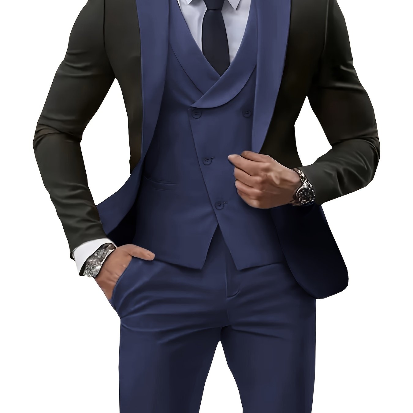 TEMU Men's -piece Suit Set, Stylish And Casual, Perfect For Weddings And Parties