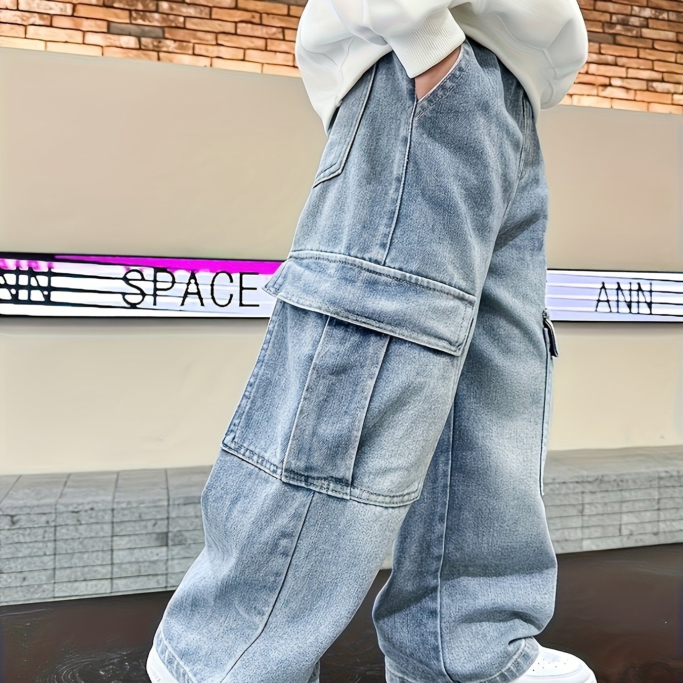 Boys' Casual Multi-pocket Cargo Jeans