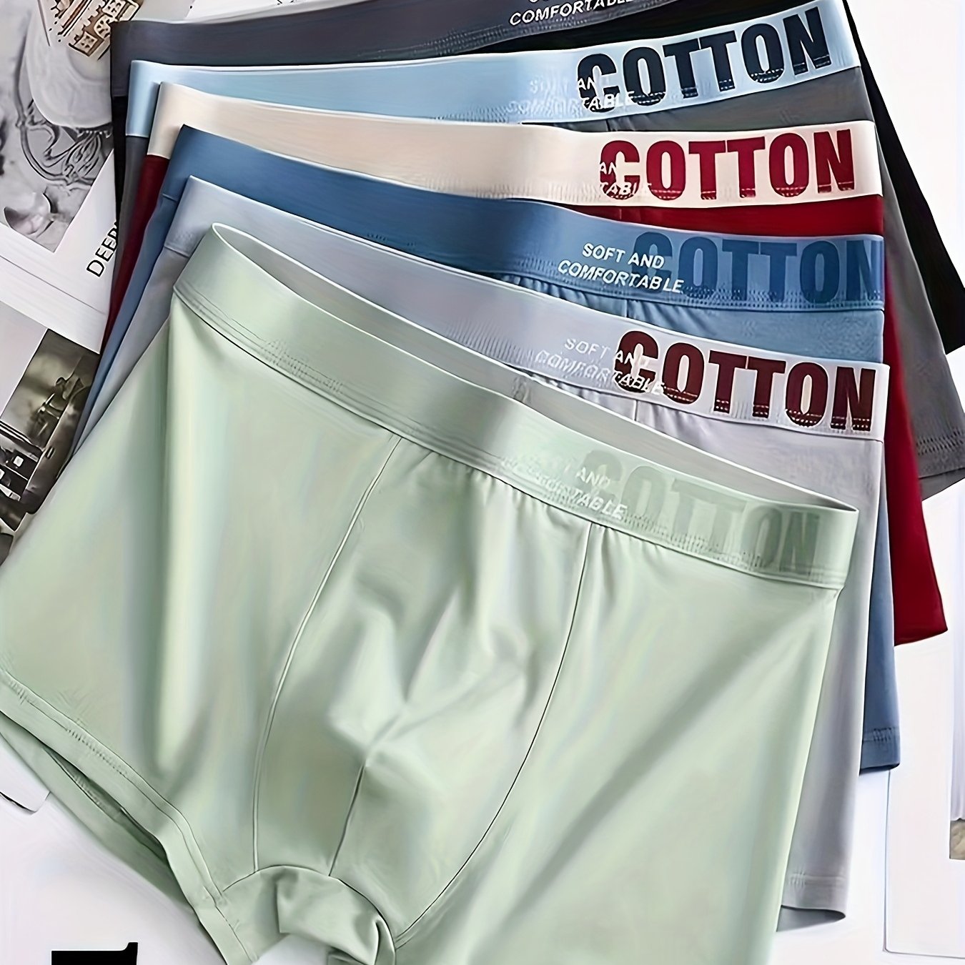 Image of 5pcs Random Men&;s Letter Print Boxer Briefs, Men&;s Letter Knit Underwear, Color- Boxers, Matching, Soft And Comfortable, Breathable Comfortable Stretchy Underwear,suit To Casual And Sport Wear