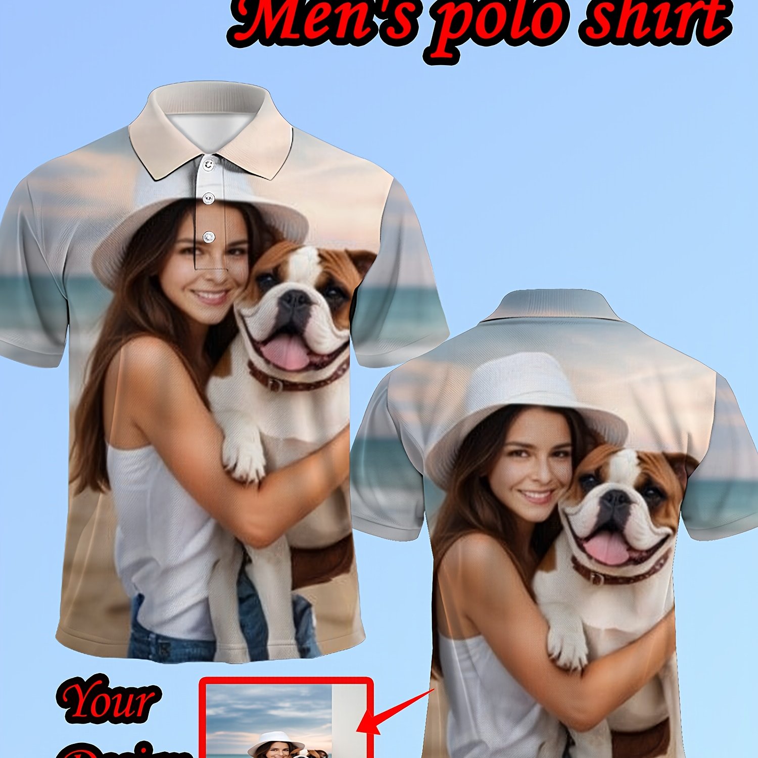TEMU Custom 3d Printed Double-sided Family Portrait Pet Shirt - Unisex , Made From High-quality, Comfortable For , Designed For Family Gatherings ,