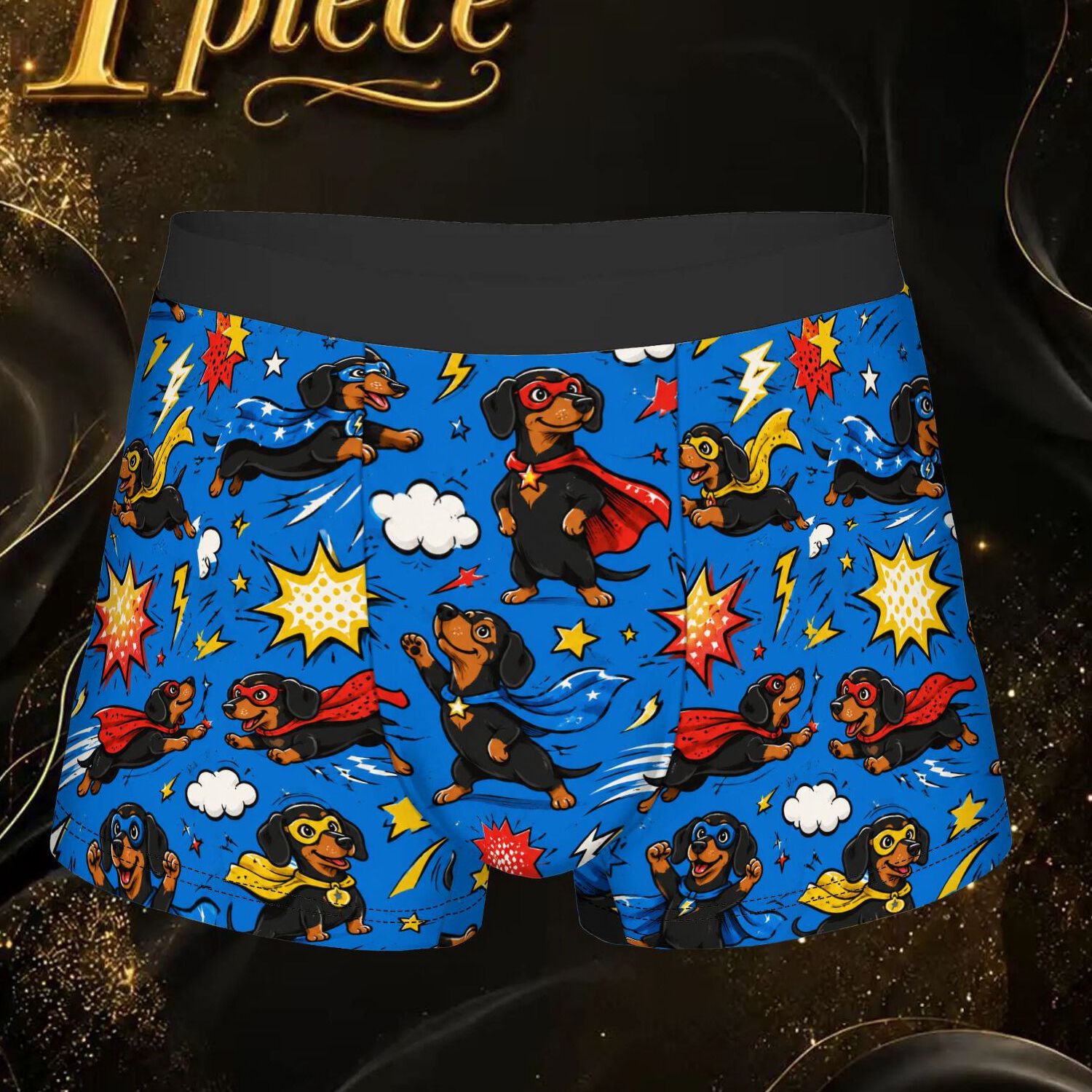 TEMU 1pc Biihudu Men' Dachshund Boxer Briefs Underwear - Breathable Boxer Shorts With Dachshund Print, Non-sheer Suitable For Casual Wear & Themed