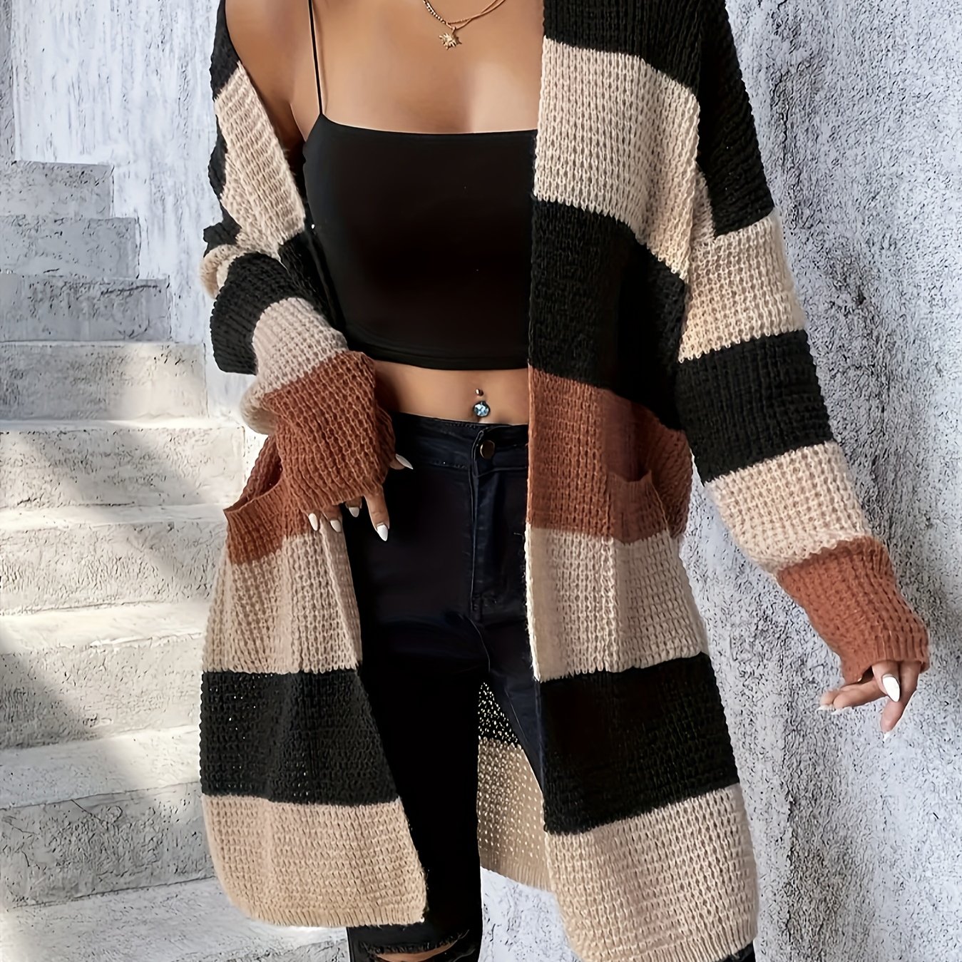 Autumn/ Color-block Cardigan Sweater For Women
