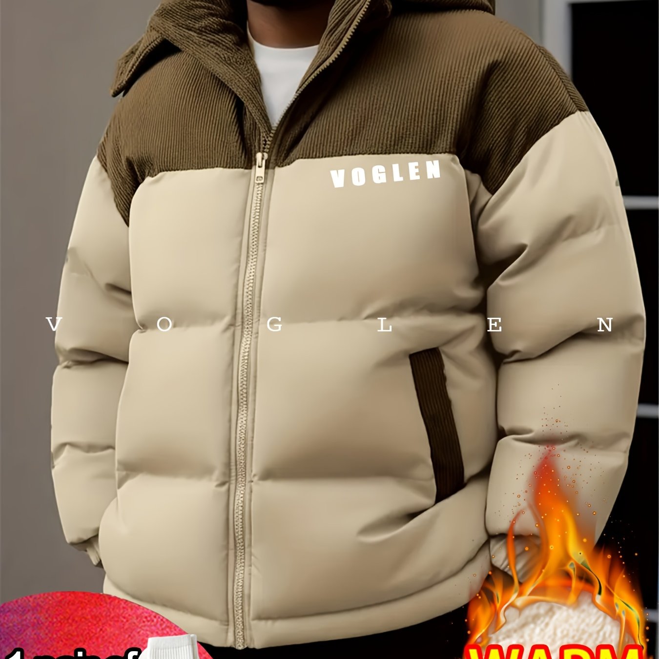 1pc Winter Detachable Hooded Casual Fleece Men\u00...