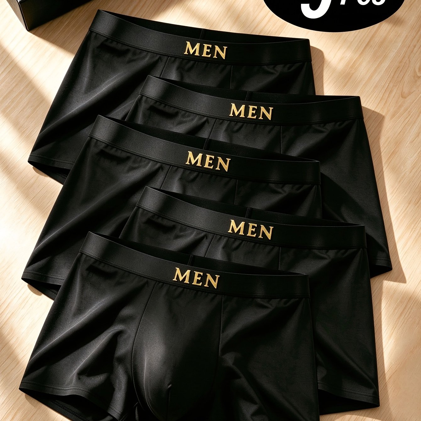 TEMU (CELILIN) Juego de 5 prendas de ropa interior para hombre de esquinas , con corte sin costuras, no constriñe la cintura, es delgada, cómoda y