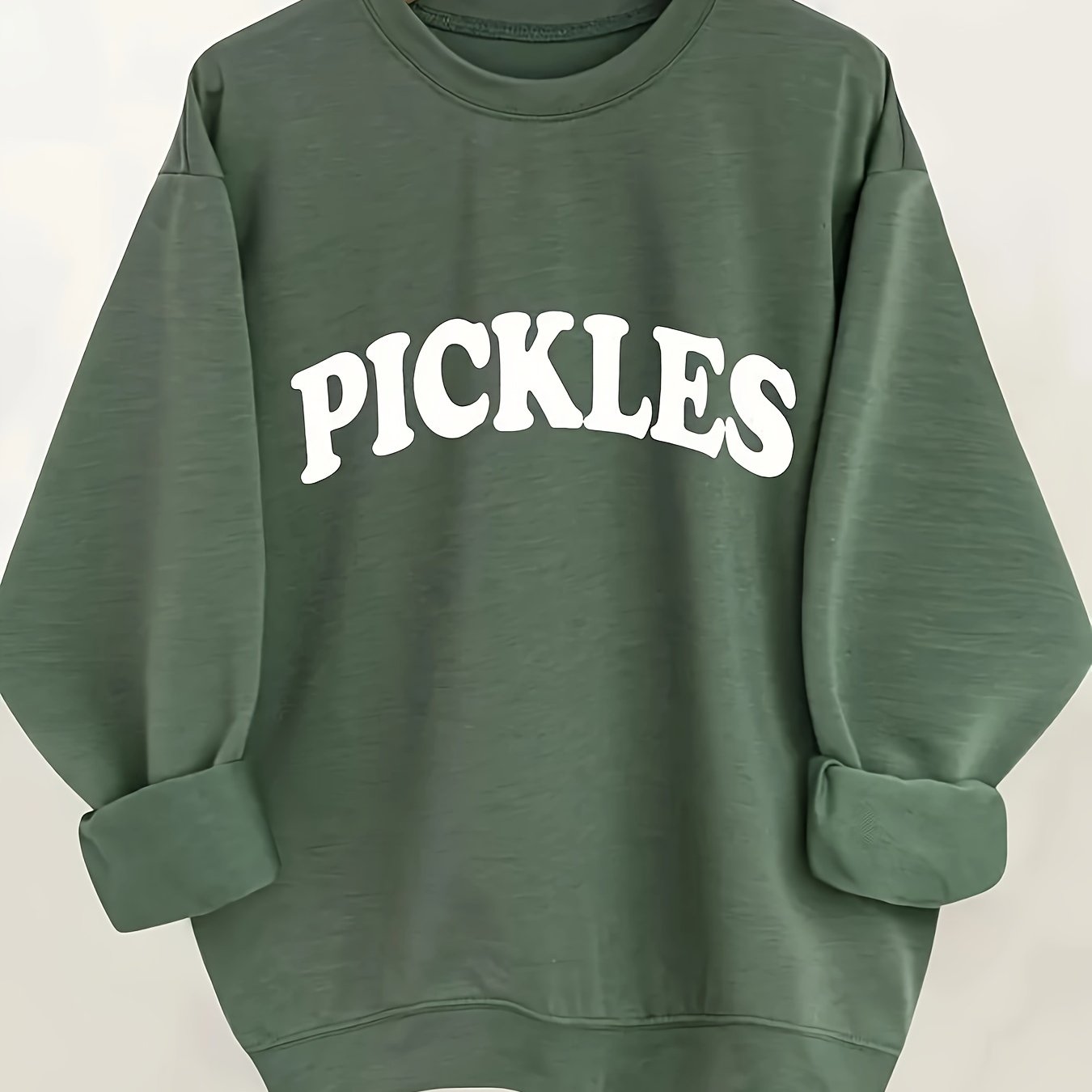 TEMU Sweatshirt à col ras du cou avec imprimé alphabets - Tissu polyester doux à micro-élasticité, style décontracté pour femme, parfait pour de