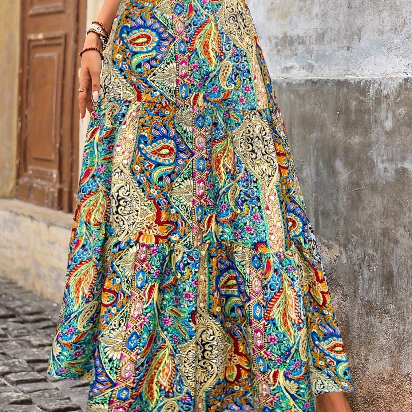 High-Waist Tiered Long Skirt