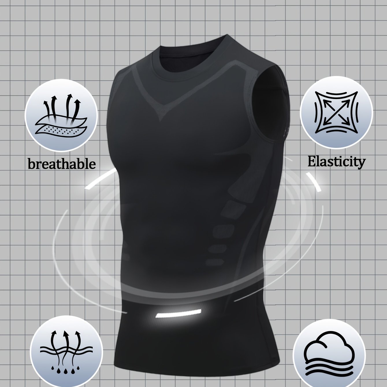 TEMU Men's Sports Compression Vest, Basketball Sleeveless Training Vest, Quick-dry Breathable Base Layer Top