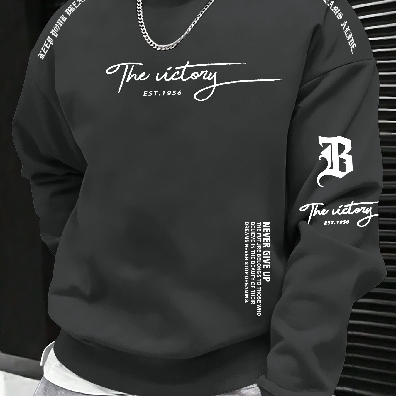 TEMU Herren-Sweatshirt im minimalistischen Stil mit Rundhalsausschnitt, Herbst/Winter-Grundausstattung