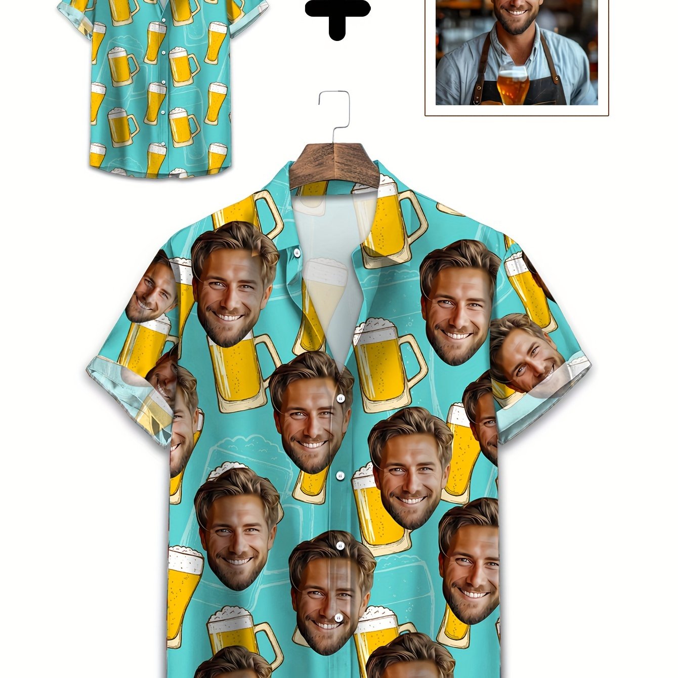 TEMU Custom Beer Day Hawaiian Shirt - Personalized Photo, Summer