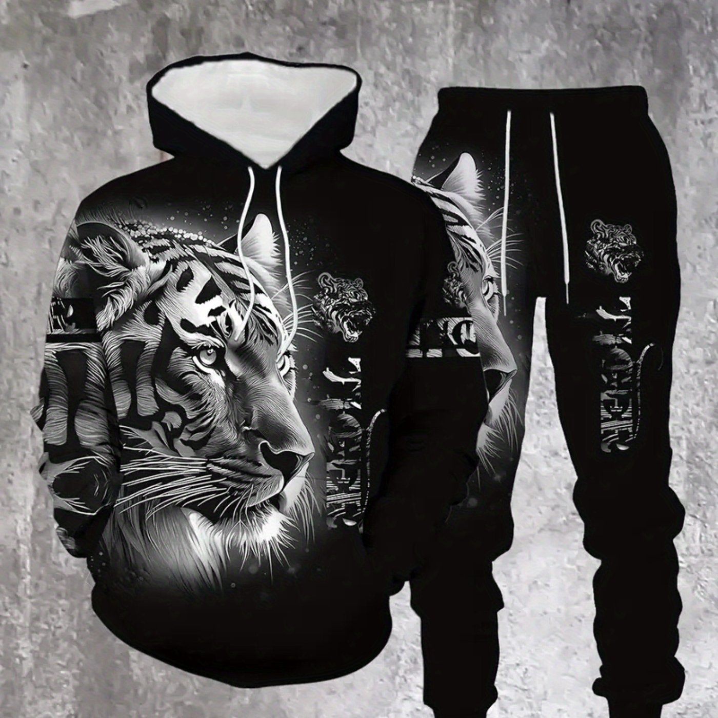 TEMU Men's Print Hoodie And Sweatpants Two-piece Set
