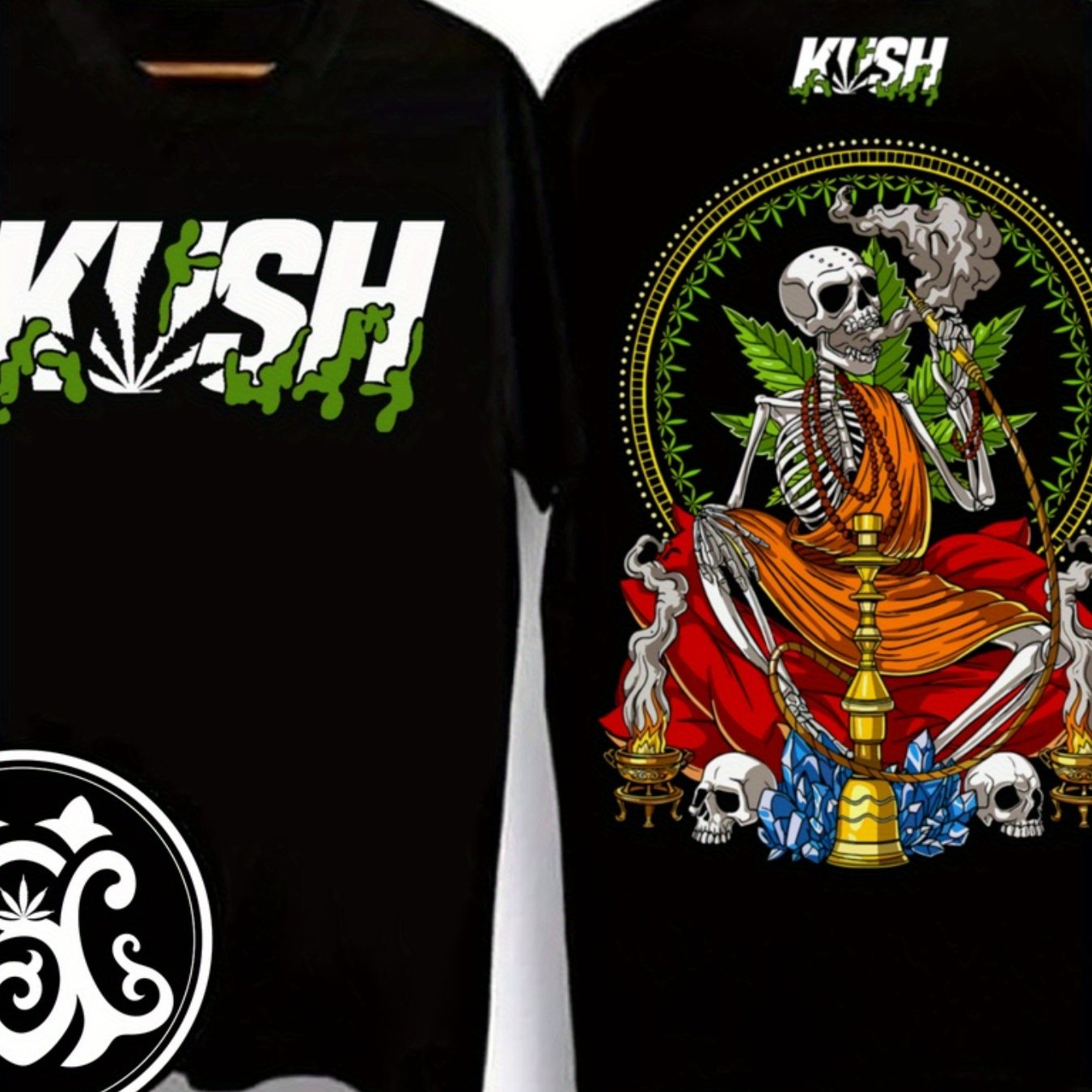 TEMU T-shirt Tribe T-shirt T-shirt New 422 Smoking Skull Full Cotton T-shirt