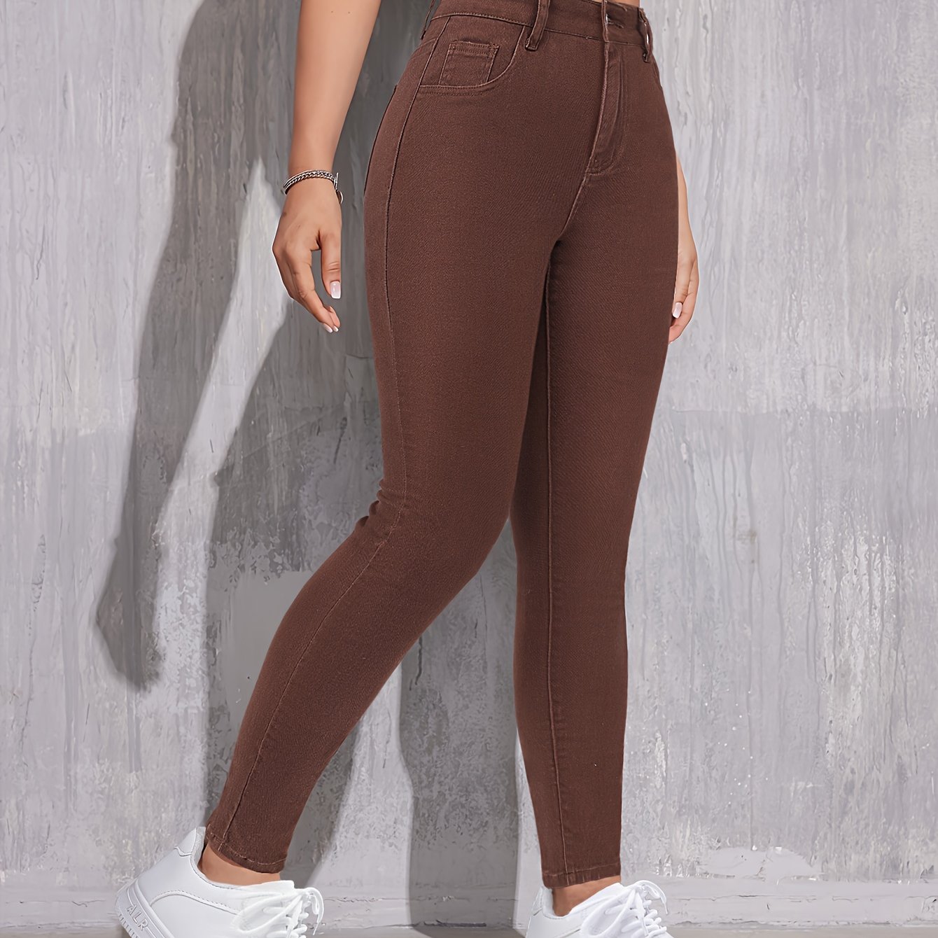 Women's Brown Denim Long Pants
