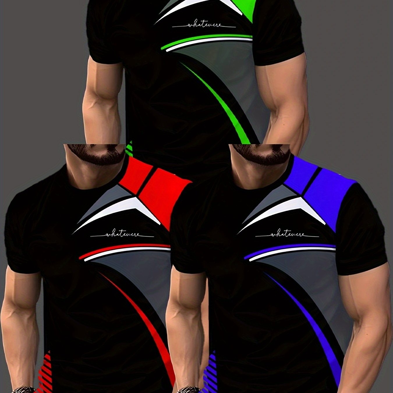 3pcs 's Fashion Casual Crew Neck Short Sleeve T-shirts