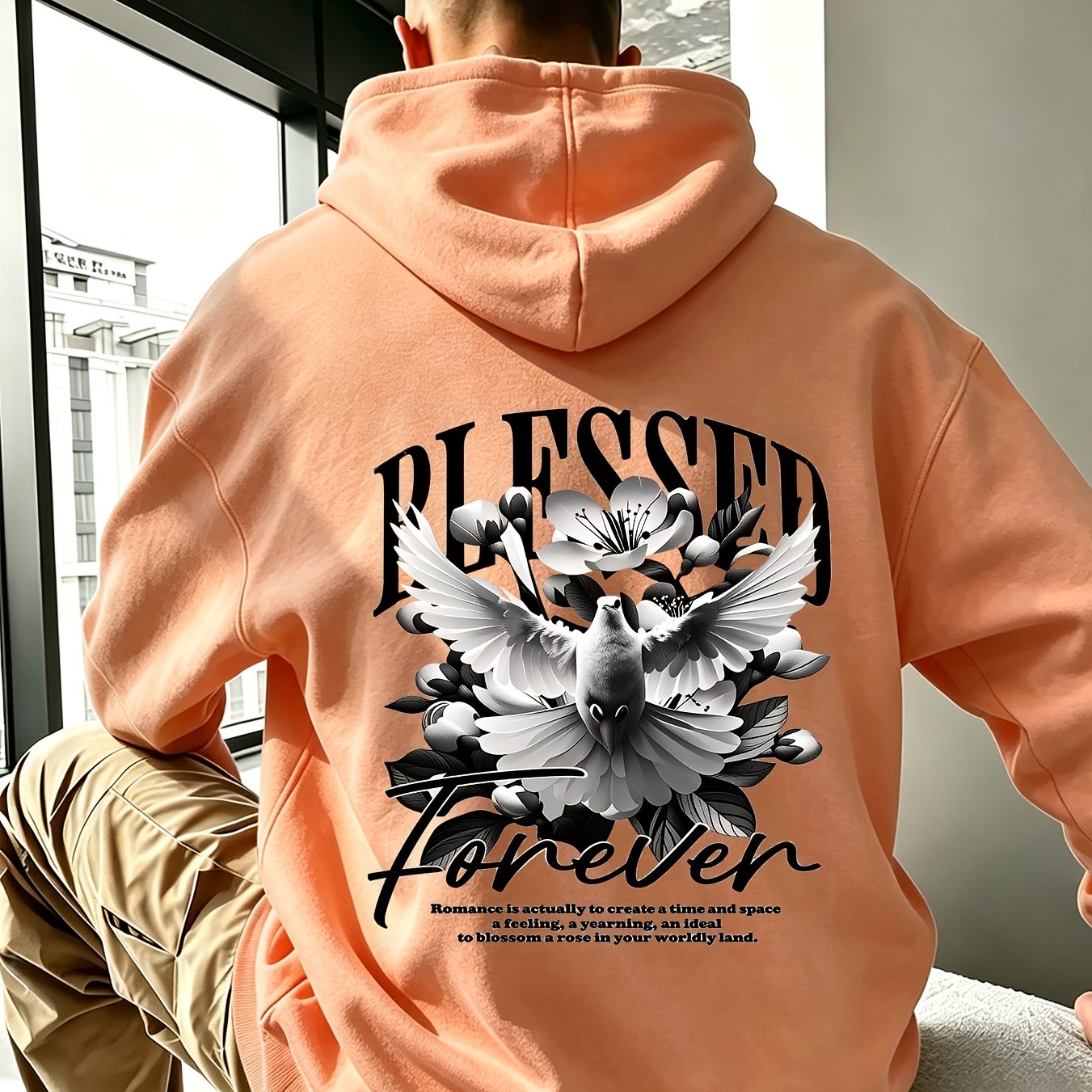 Unisex White Hooded Sweatshirt With Blessed Design, Oversized Fit For Casual Wear, Perfect For Autumn/winter Street Fashion And Outdoor Activities Club