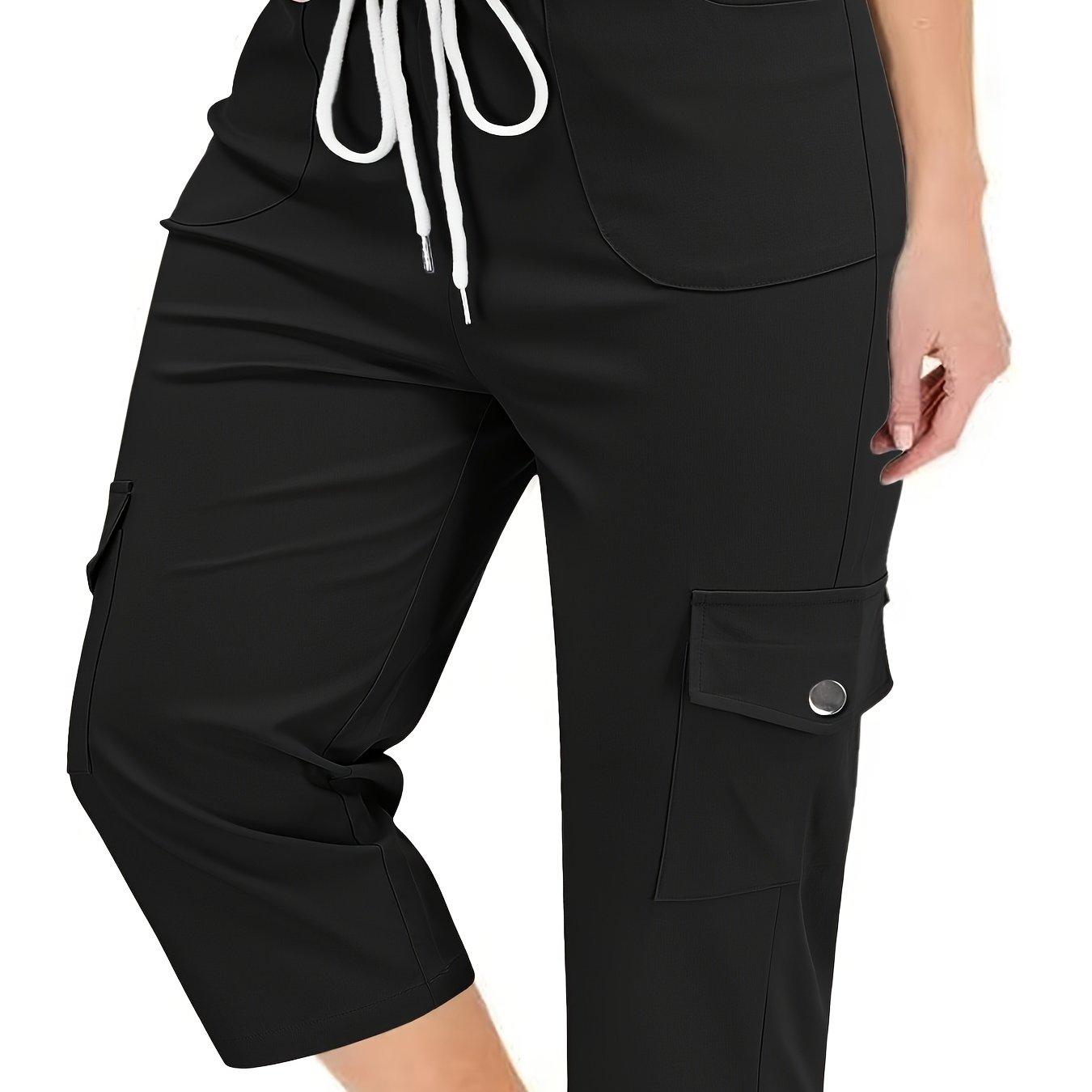 TEMU Plus Size - Plus Size - Plus Size Women's Clothing, Western Fashion Capri Pants, Solid Color Loose Casual Shorts, Women's Shorts, Cargo Pants