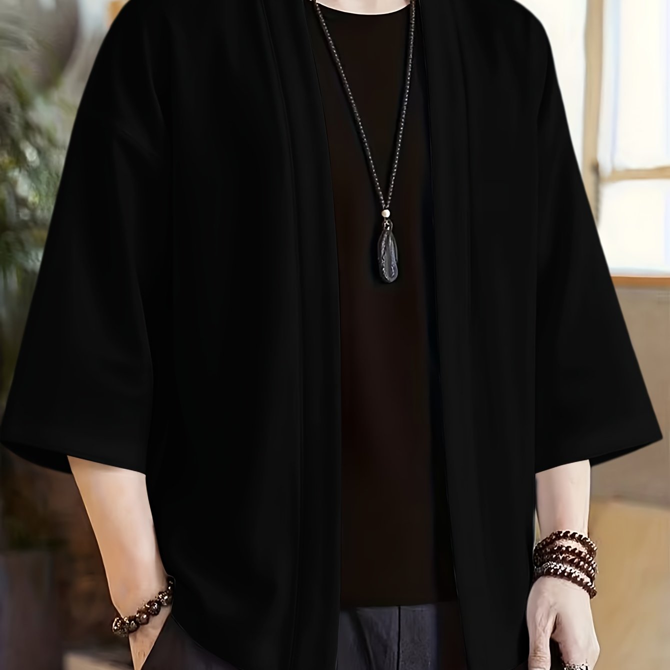 TEMU Men's Casual Fashion Kimono With Multiple Color Options, Ethnic Style Top