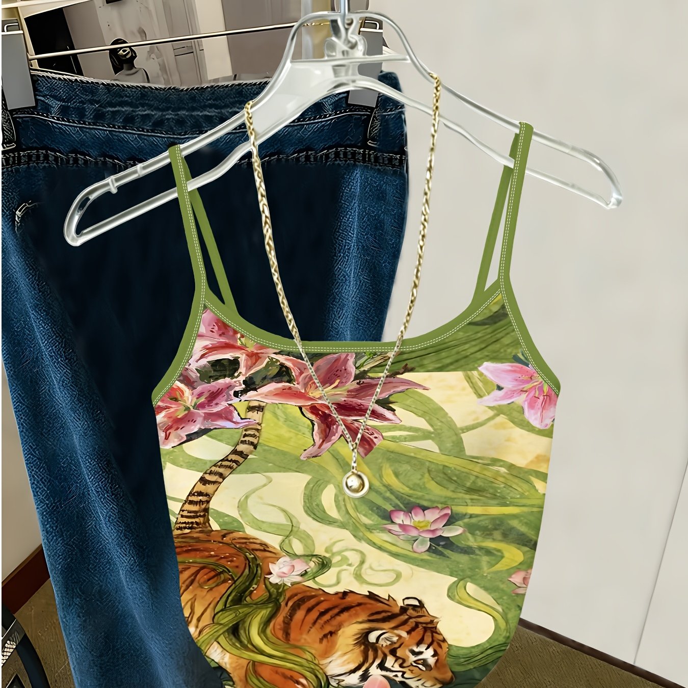 TEMU Débardeur à rayures tigrées imprimées pour femme, gilet d'été léger manches à motif ethnique vintage