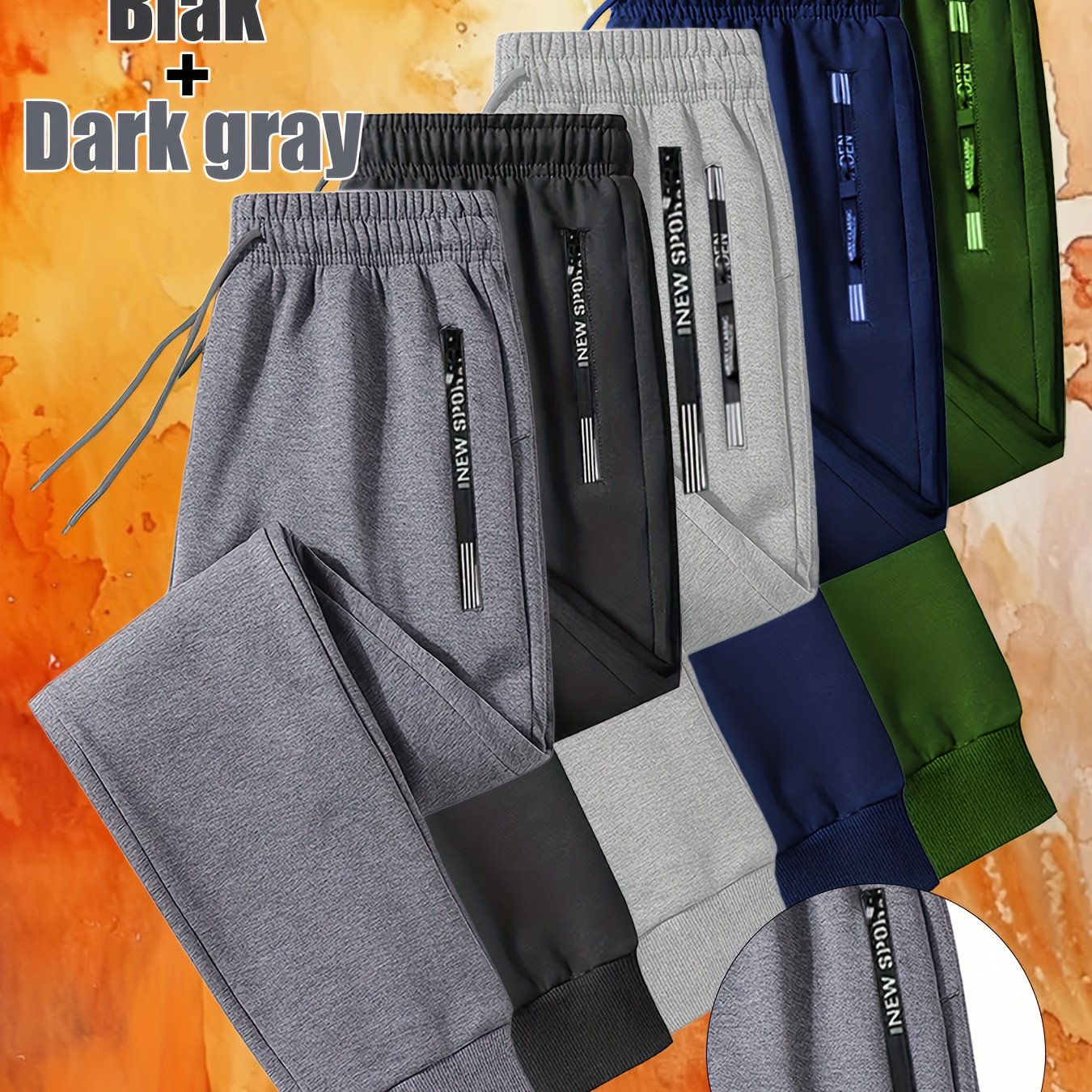 TEMU Juego de 2 pantalones jogger casuales para hombre, elegantes y muy , con bolsillos de cremallera lateral y cintura con cordón. Disponibles en