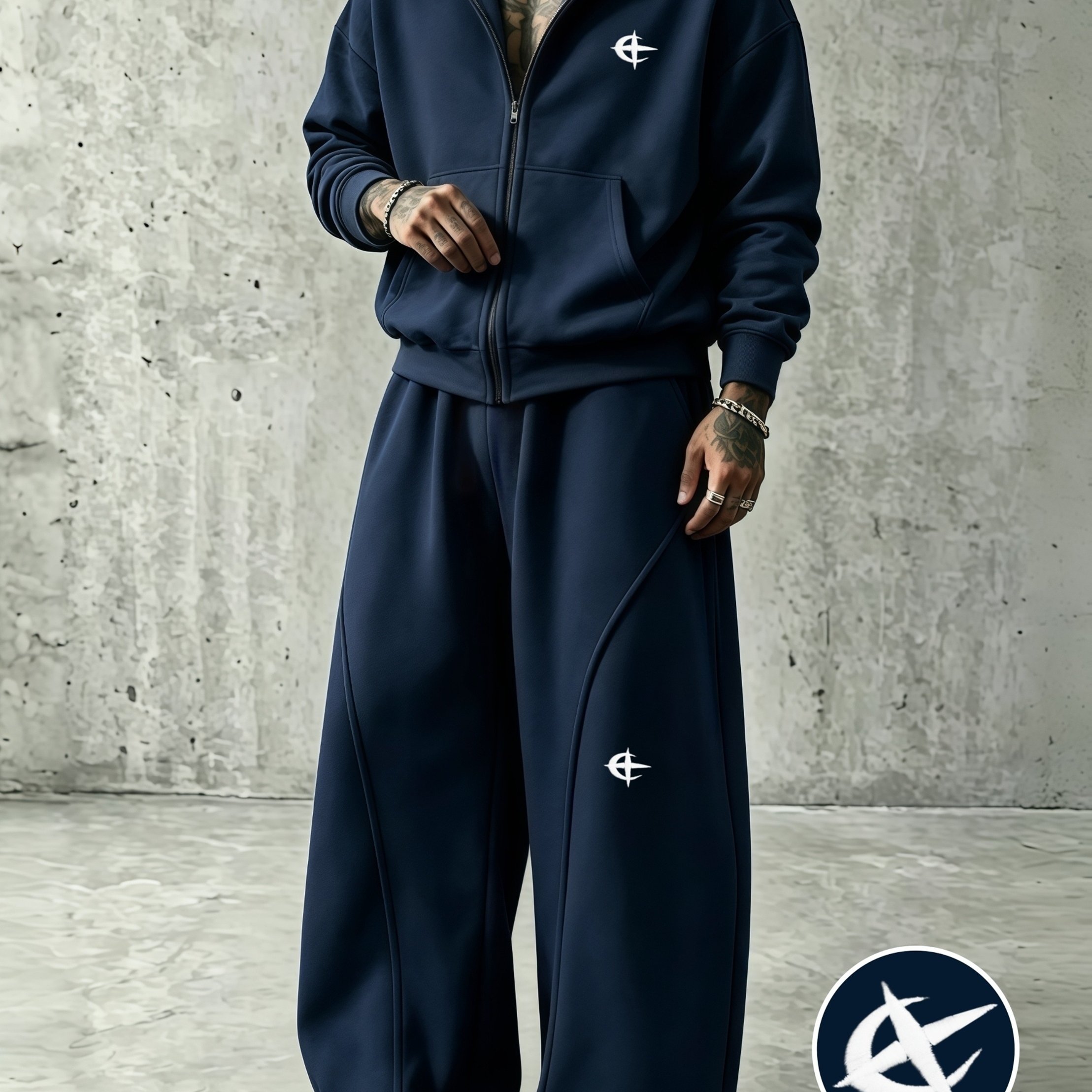 TEMU Completo da stile Y2K con felpa con cappuccio e cerniera e pantaloni della tuta a larga, set 2 pezzi casual e , tuta ricamata, per abbigliamento