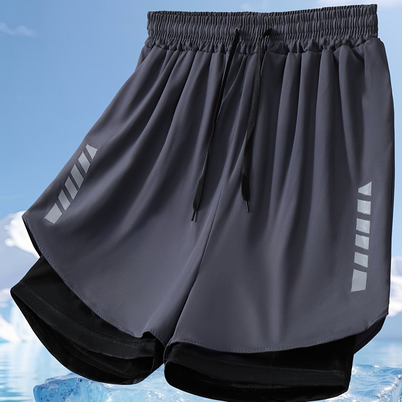Image of (tight And Small) Double-layer Swim Trunks, Anti-embarrassment Men's Summer Shorts For Fitness And Swimming