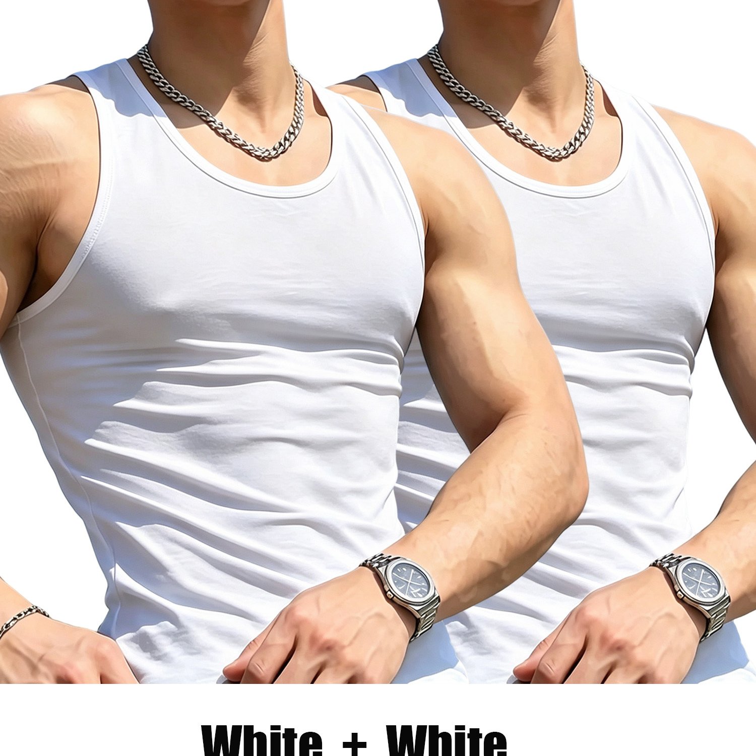 TEMU Great V 2pcs Set Of Solid Color Vests, Slim Fit And Figure-enhancing, Breathable And Non-sweaty, Versatile For Sports And Daily Wear