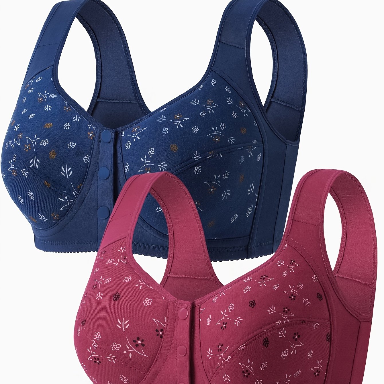 TEMU 2pcs Front-opening Anti-sagging, Anti-leakage Side-tie Backless Wireless Bra With Elegant Women's Lingerie