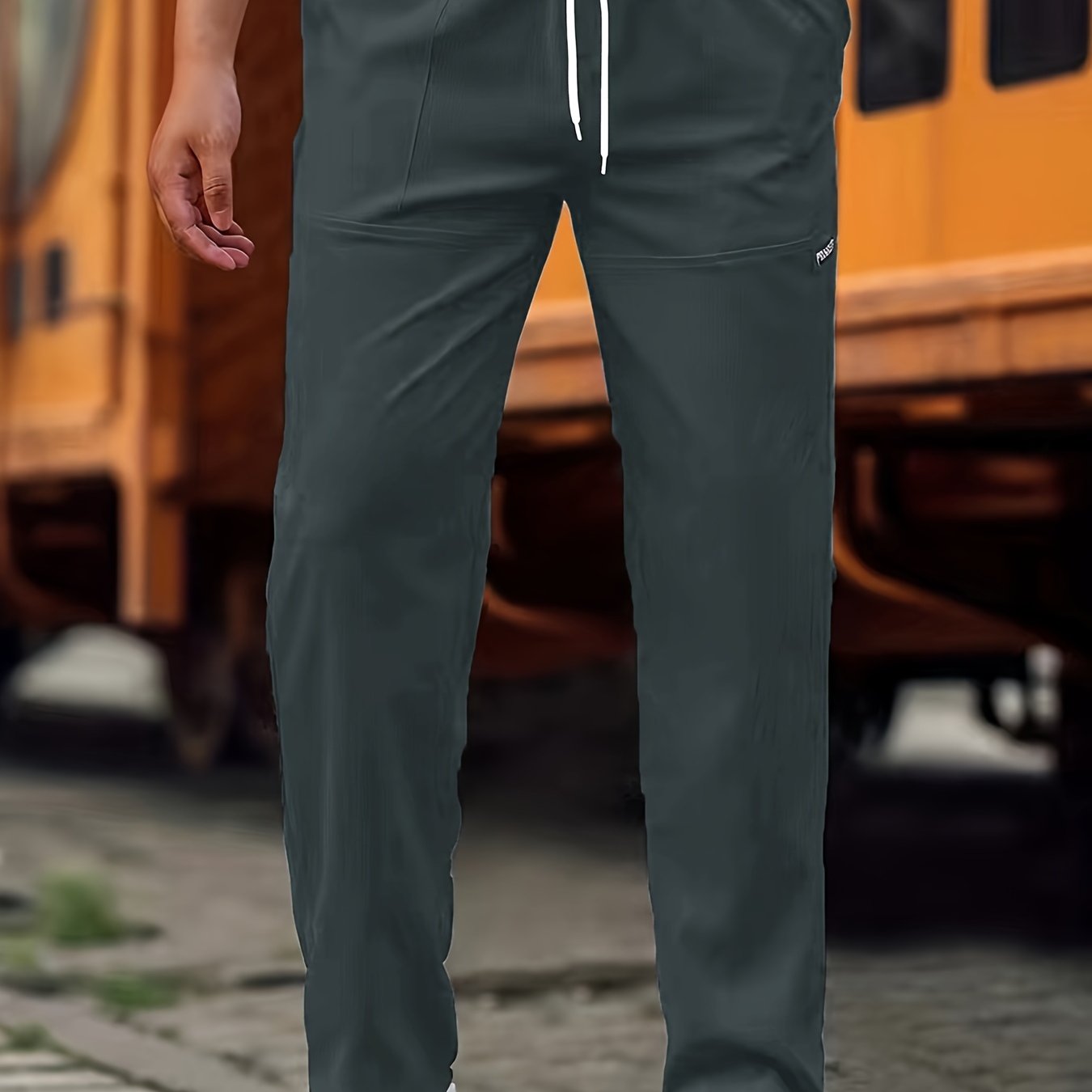 Men's Casual Pocket Joggers, Straight Leg Drawstring Regular Fit Long  Sports Pants For Spring Autumn