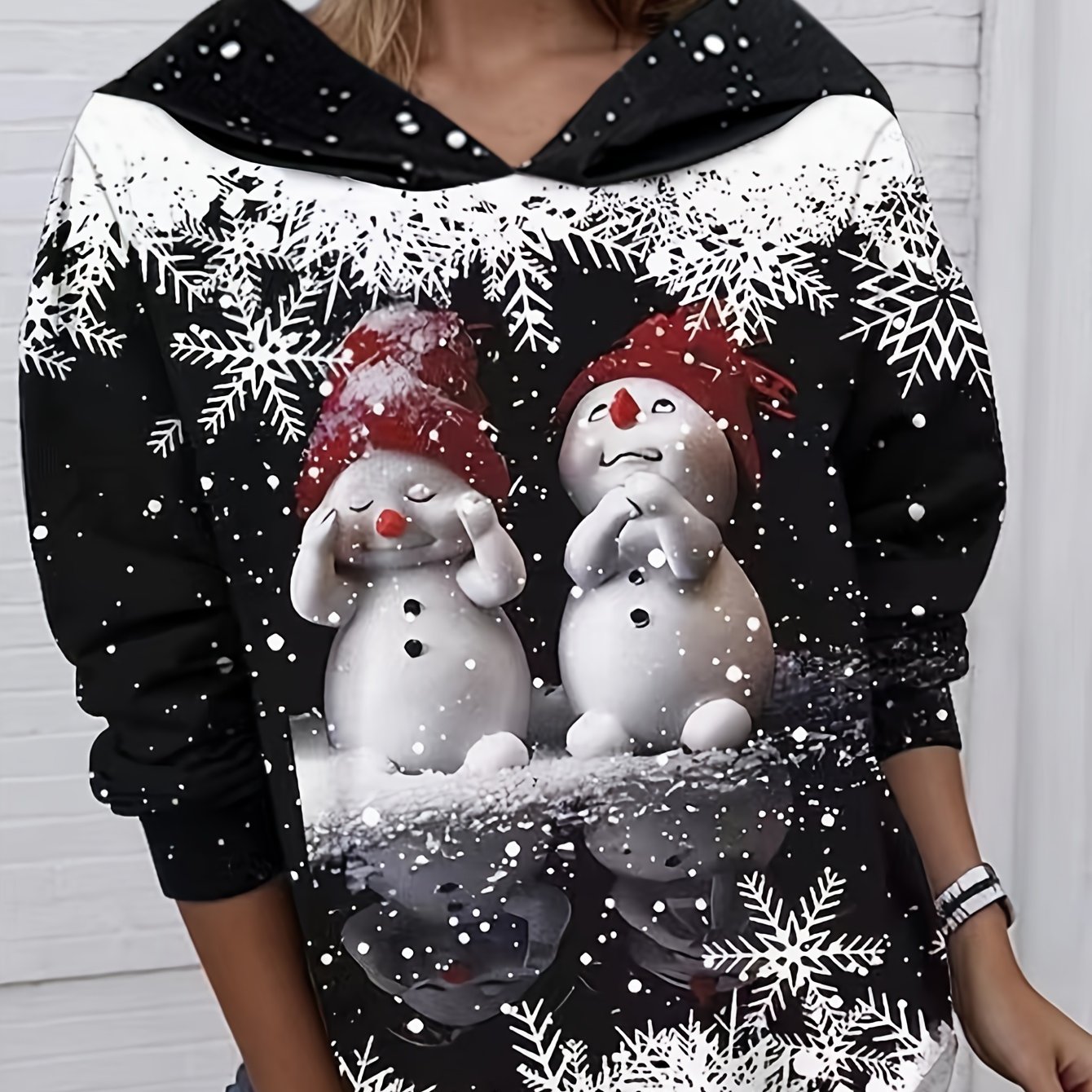 Vintage Hoodie Featuring A Cute Christmas Snowman Design