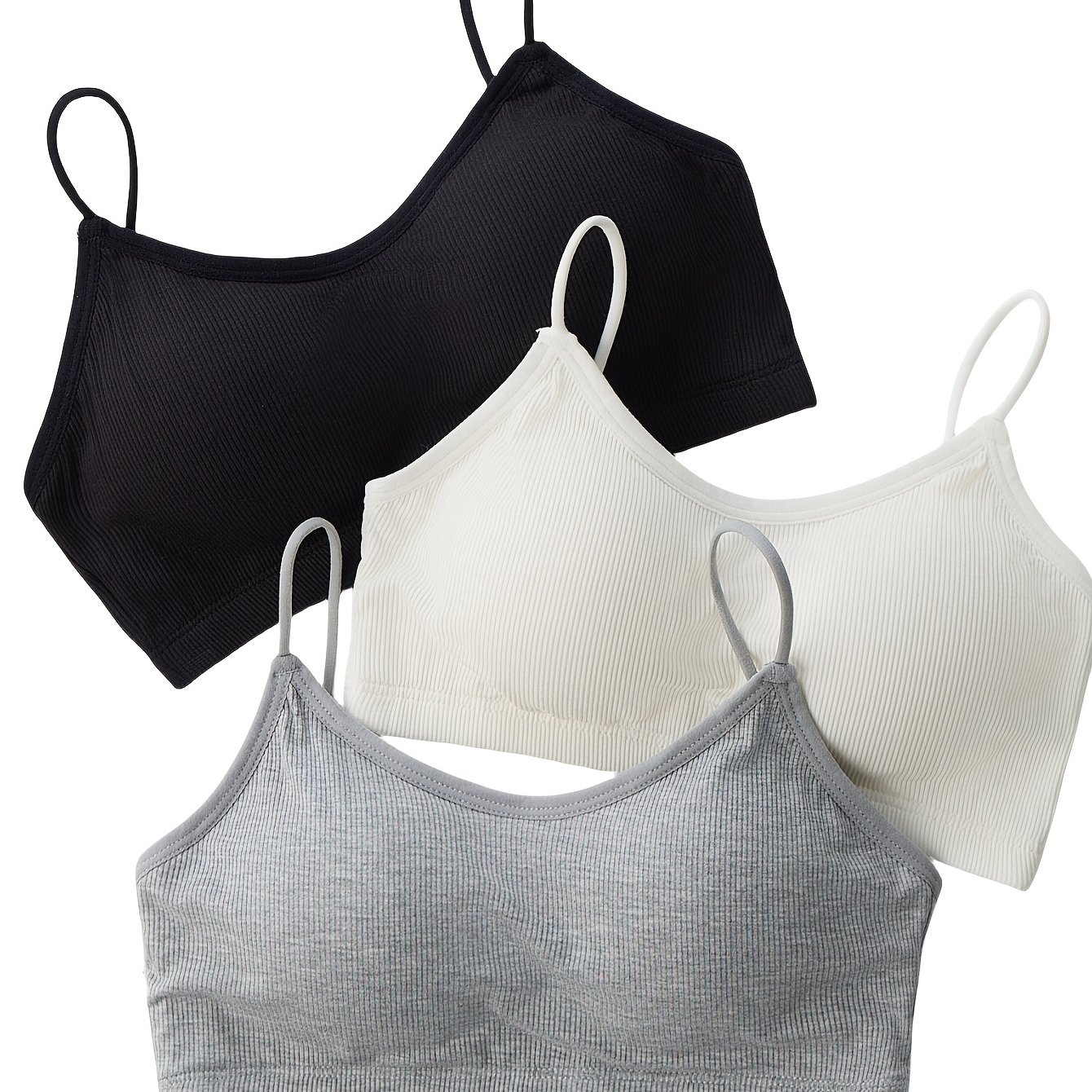 TEMU 3pcs Non-underwired Integrated Fixed Cup Back Bandeau