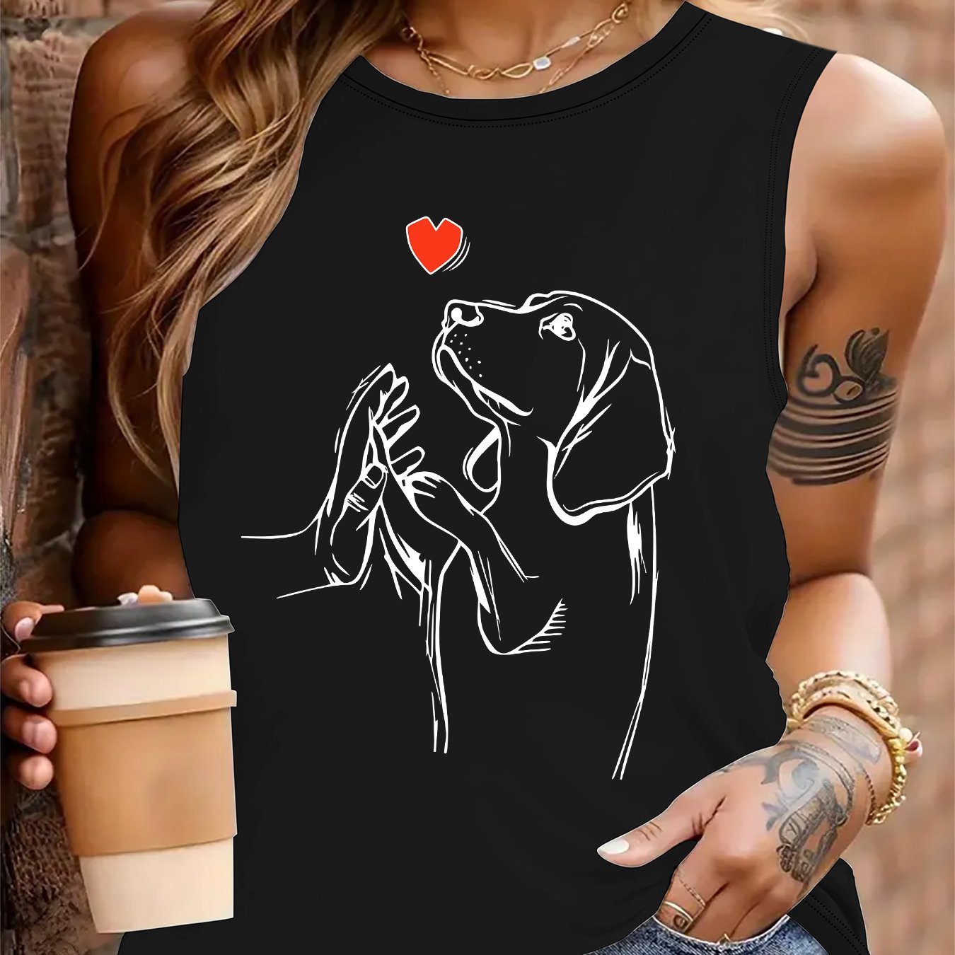 TEMU Graphic Print Tank Top, Sleeveless Casual Top For Summer & Spring, Women's Clothing
