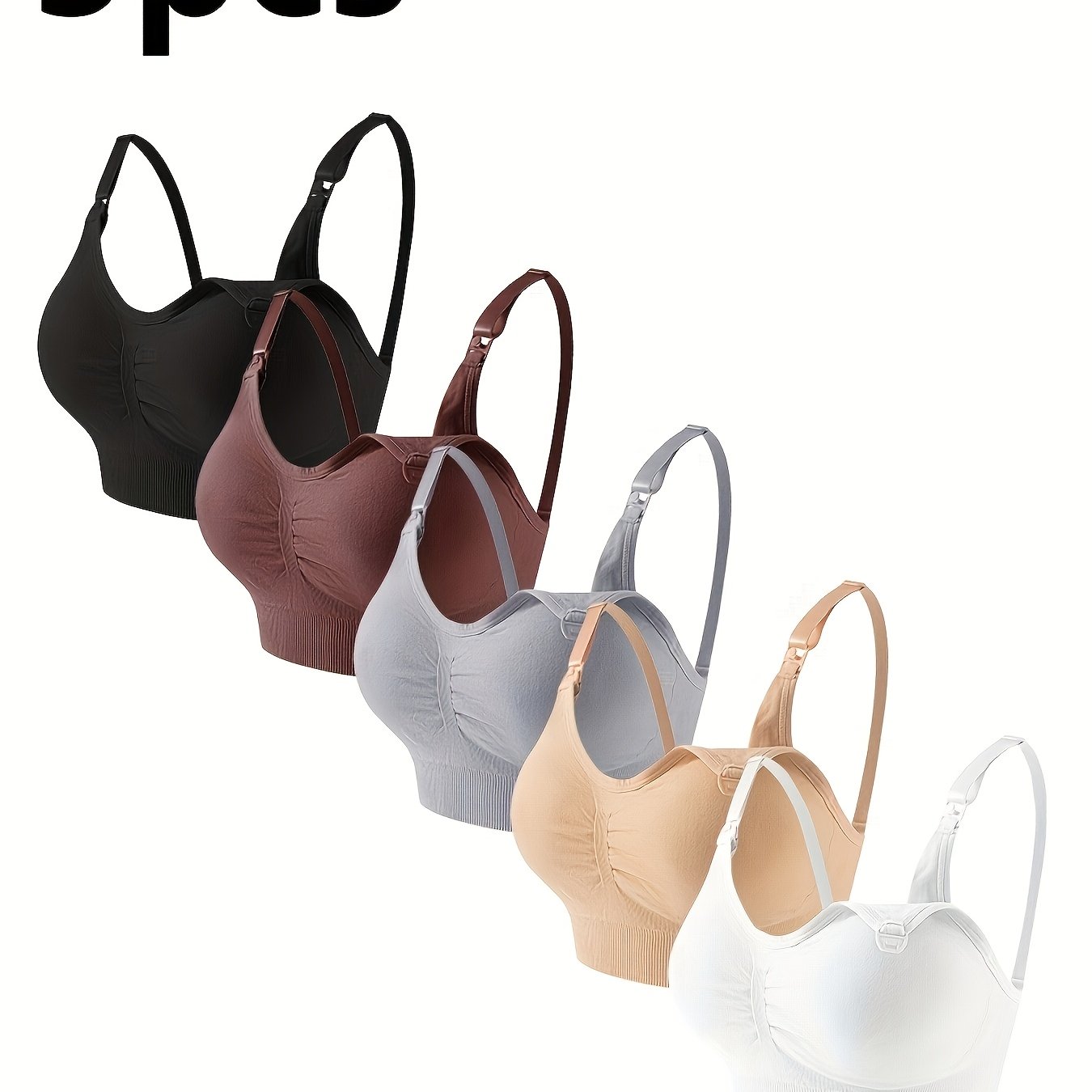 Women's Fashion Pleated Sweetheart Maternity Front Closure Convenient Nursing Bra 5pcs