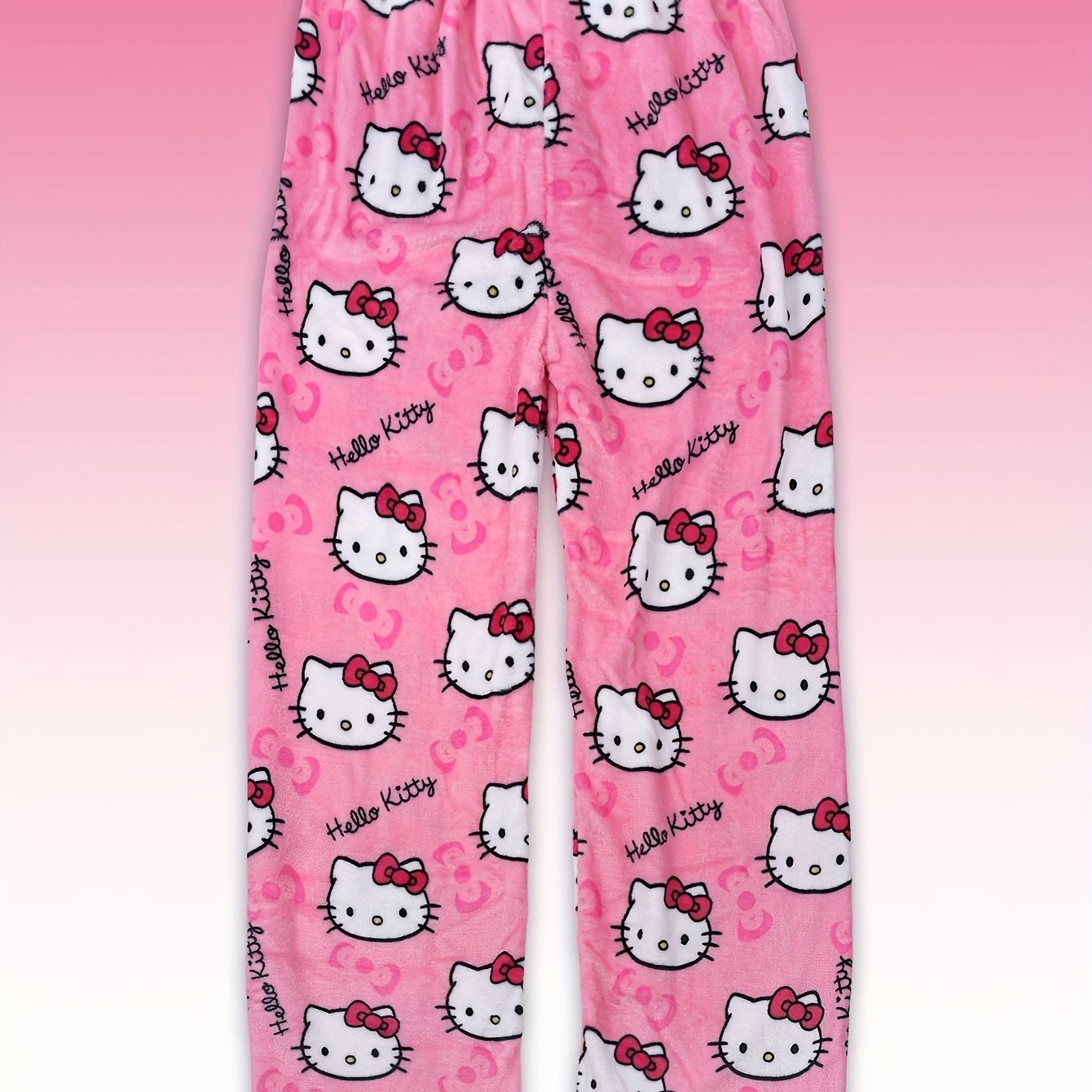 E-shop Sanrio Damen Plus Size Extra Lange Warme Fleece Hello Kitty Druck Schlafanzughose, Weiche Gemütliche Flanellhose, Niedliches Kawaii Cartoon