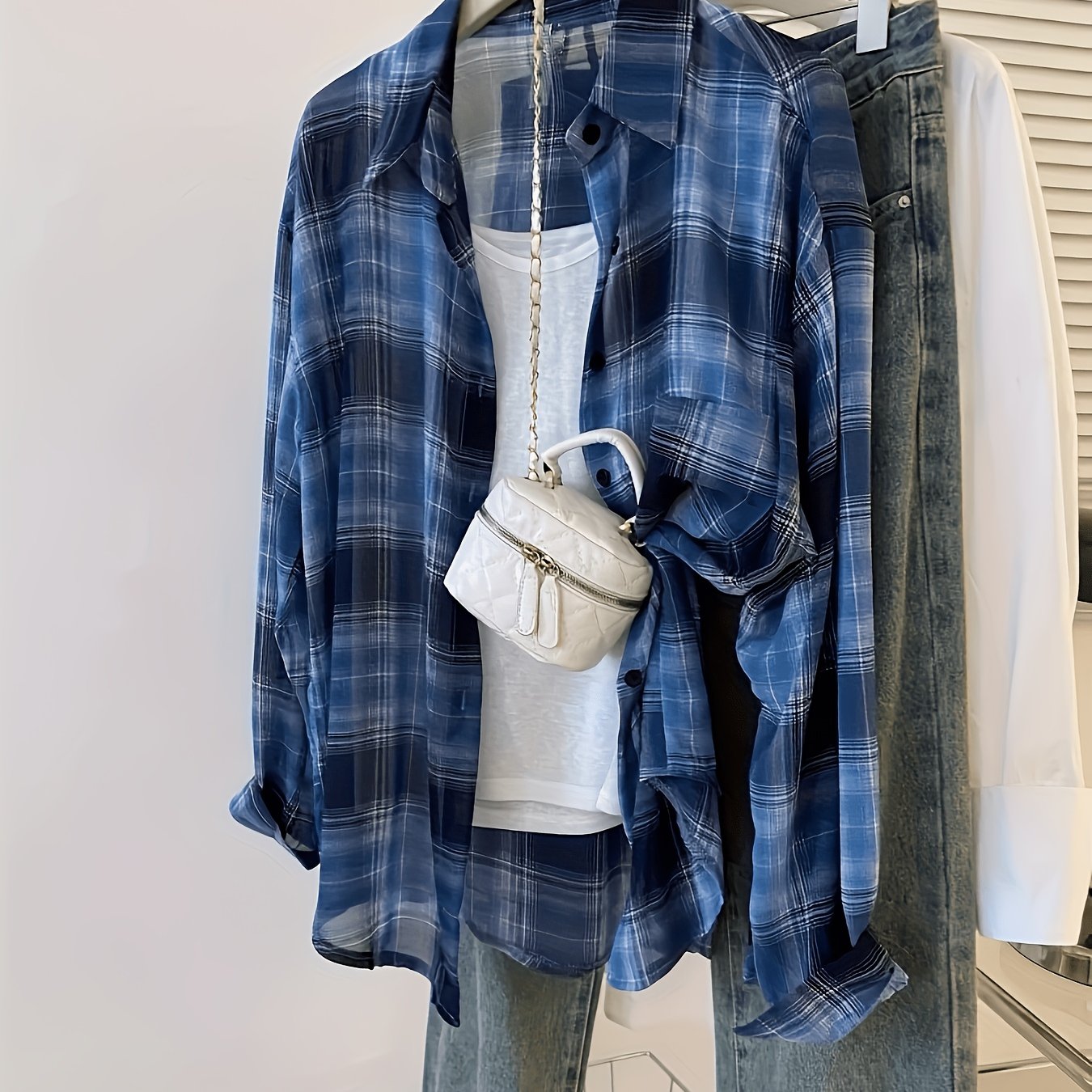 TEMU 【商品名】レディース チェック柄シャツ ト カジュツ