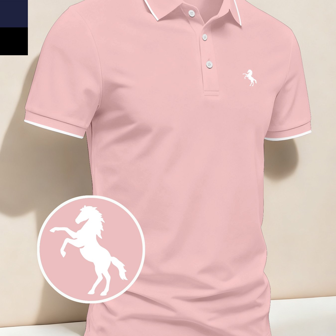 Image of Q060 Individual Horse Pattern Print Men's Casual Shirt - Suitable For Outdoor Sports, Premium Fabric, Durable , Lapel Short Sleeve, Men's Shirt, Tennis, Outdoor Activities, Stretch Fabric