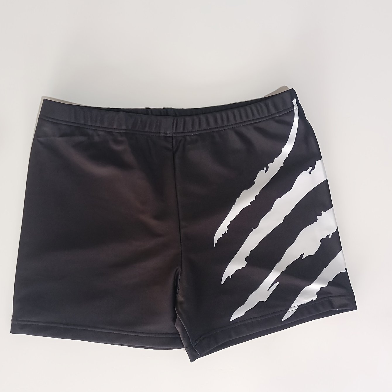 Boys' Black Scratch Pattern Swim Trunks