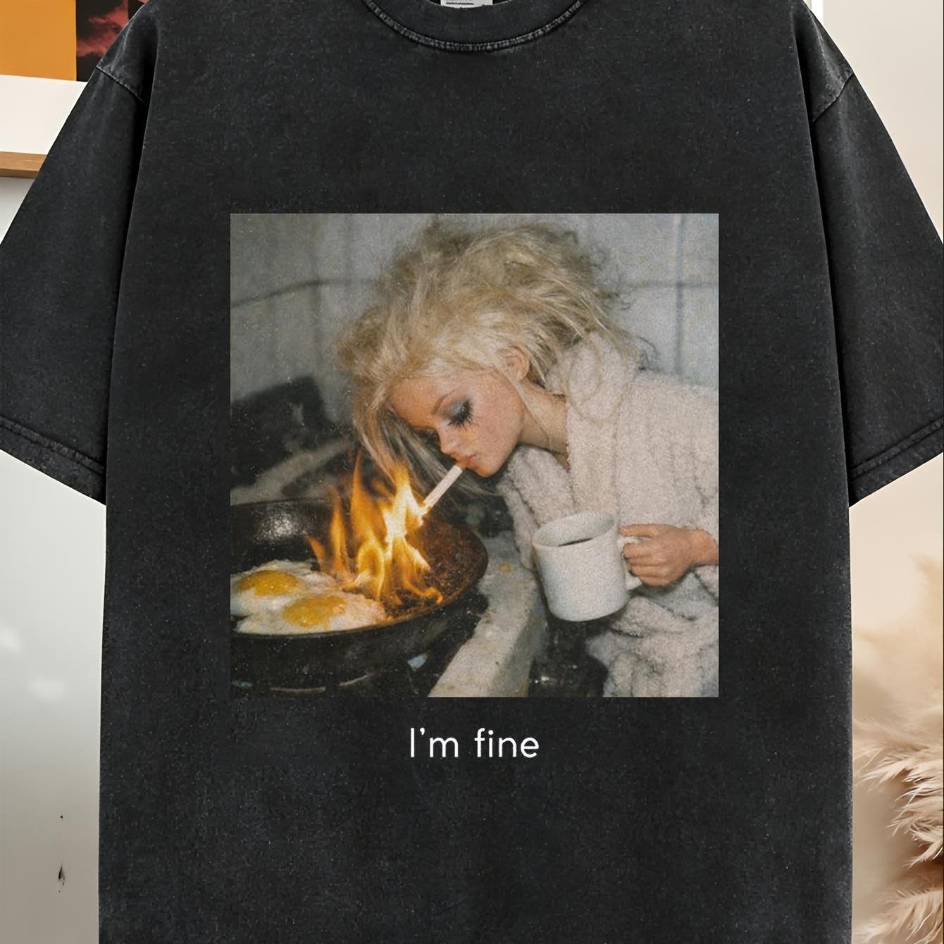 TEMU Retro 90s Nostalgic T, Featuring Humorous Designs, With A Vintage Effect - Loose Round-neck Design Suitable For Everyday Casual Wear, Made From