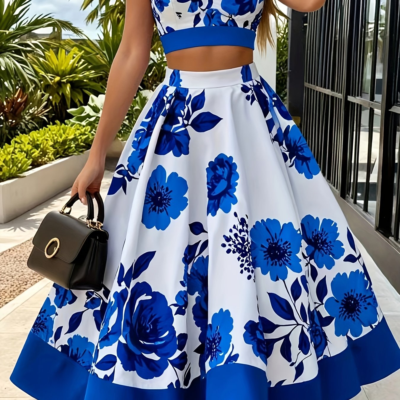 European And New Printed Camisole And Skirt Set
