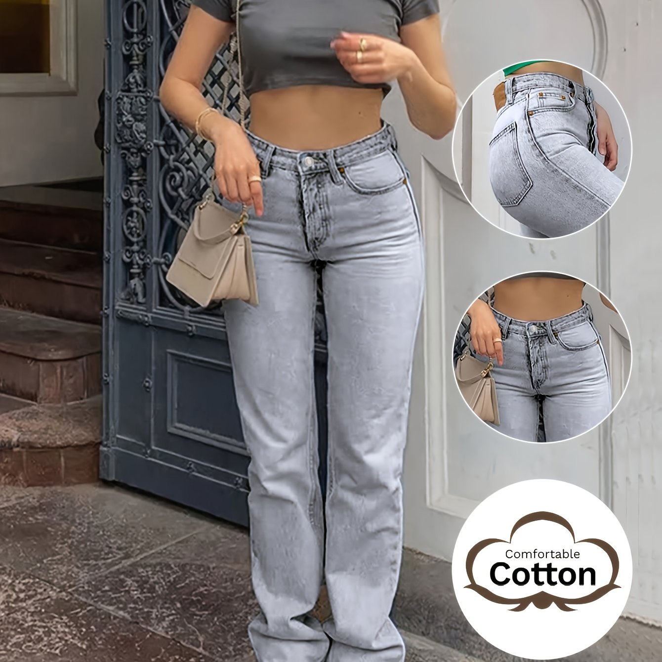 Versatile Street Style Stretchy Slim Straight Leg Pants, Fashion Women's Casual Long Denim Jeans