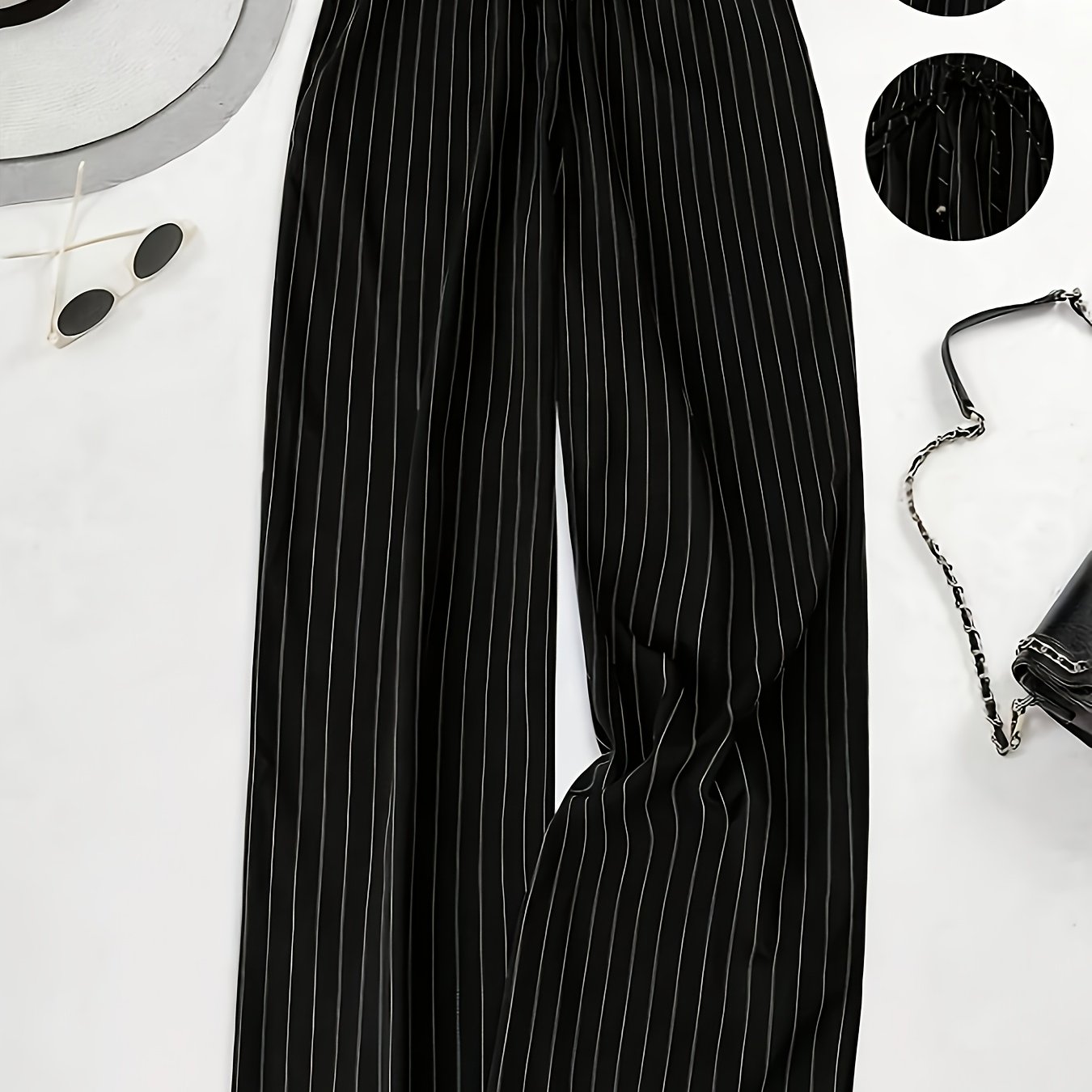 Zd1019243 Women's High-waisted Striped Casual Loose Pants Autumn Women's Clothing