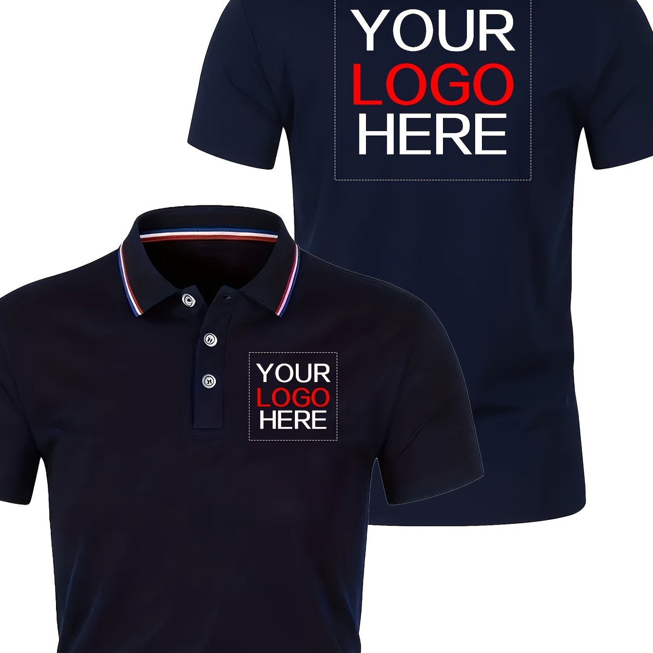 Image of Men's Breathable Classic Solid Colors - Customizable Signature Space, Short-sleeved Casual Streetwear And Sportswear For In , Machine Washable Wrinkle-resistant